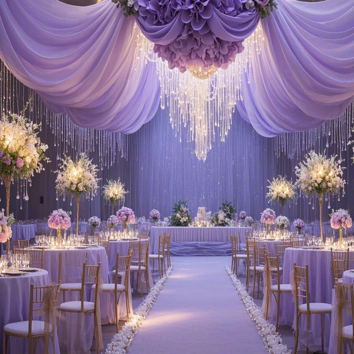 Lavender Ceilings Curtain Drapery Draping Fabric for Wedding Arch Draping Fabric Lavender Chiffon Drapes for Party Birthday Bridal Shower Stage Prom Drape - 5ft X 20ft, 2 Panels