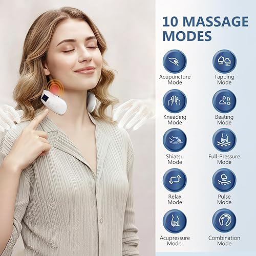 Miniatura 6 de Masajeador de cuello con calor, masajeador de cuello inalámbrico portátil para hombros dolorosos, multifuncional y ultraligero, el mejor regalo para