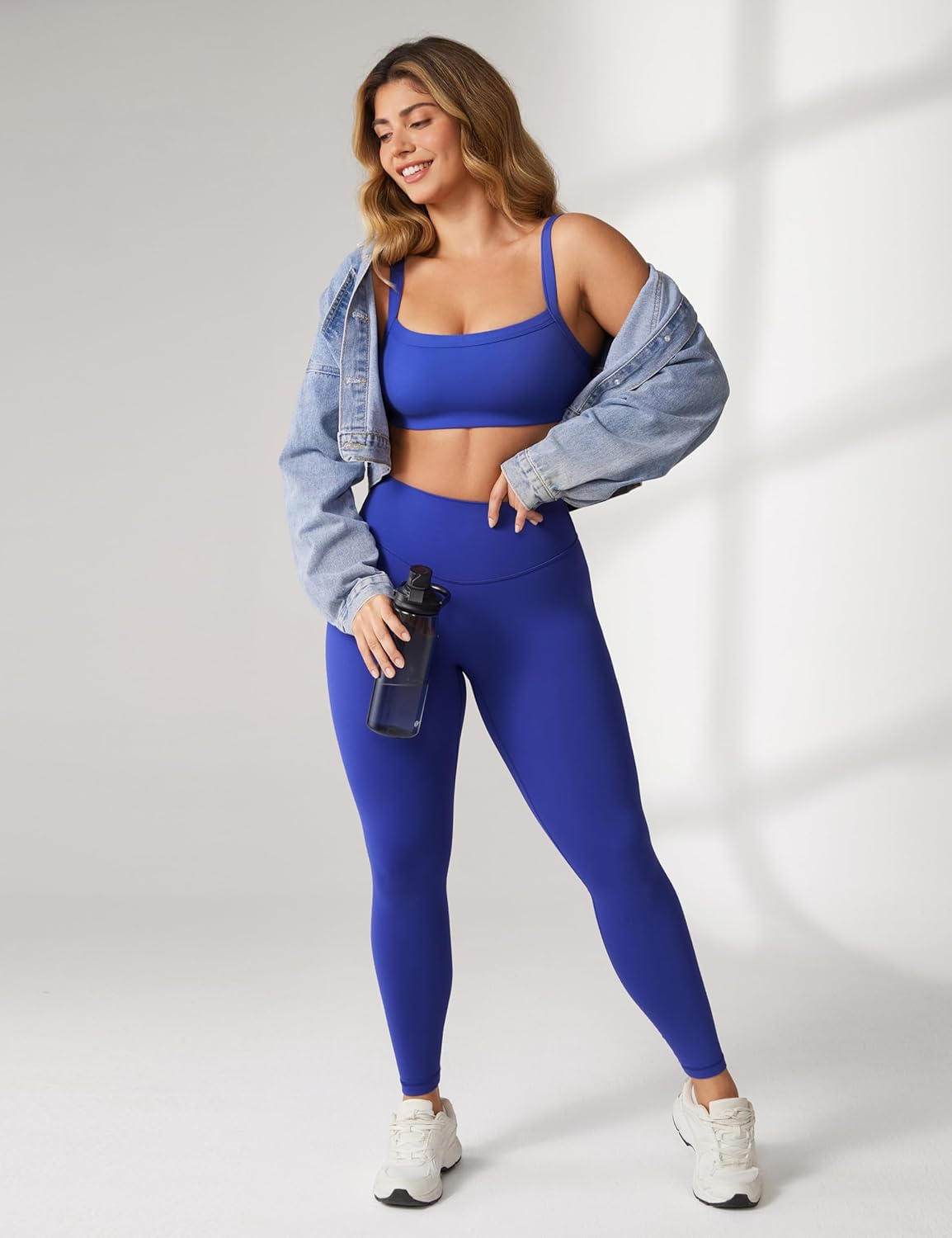 Hugcurve Adjustable Sports Bra Square Neck Wireless Padded Yoga Workout Tops - Image 5