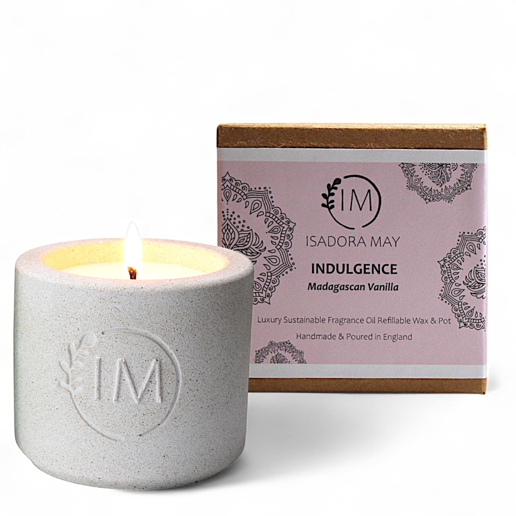 IM - Isadora May | Luxury Handmade Refillable Candle | Petite Pot | Indulgence | Madagascan Vanilla | Eco Friendly | Plastic Free | Candle Gift | Clean Burning | Hand-Poured in Newcastle Upon Tyne