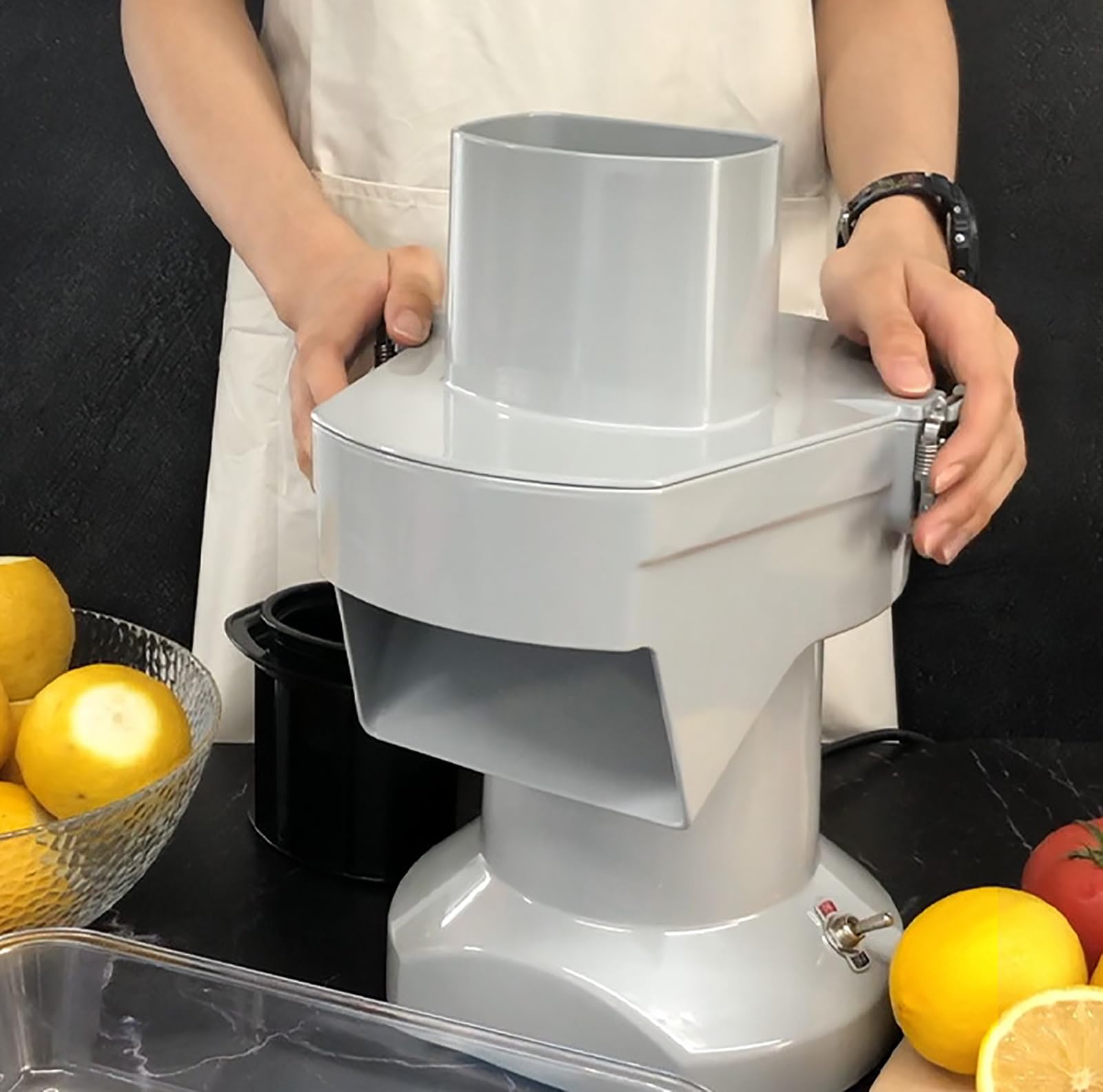 Máquina cortadora eléctrica de 200 W, cortador de verduras comercial, 180 kg/h, de alta eficiencia, rallador de patatas con cuchillas para cortar en dados, para uso doméstico o comercial