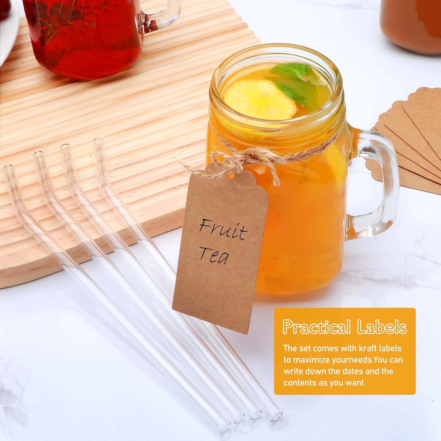 QAPPDA Mason Jars with Handle, Glass Mugs with Straws and Sliver Lids 12 Pack,16oz Drinking Jars,Smoothie Cups for Juice,Coffee,Iced Tea and Lemonade - Image 4