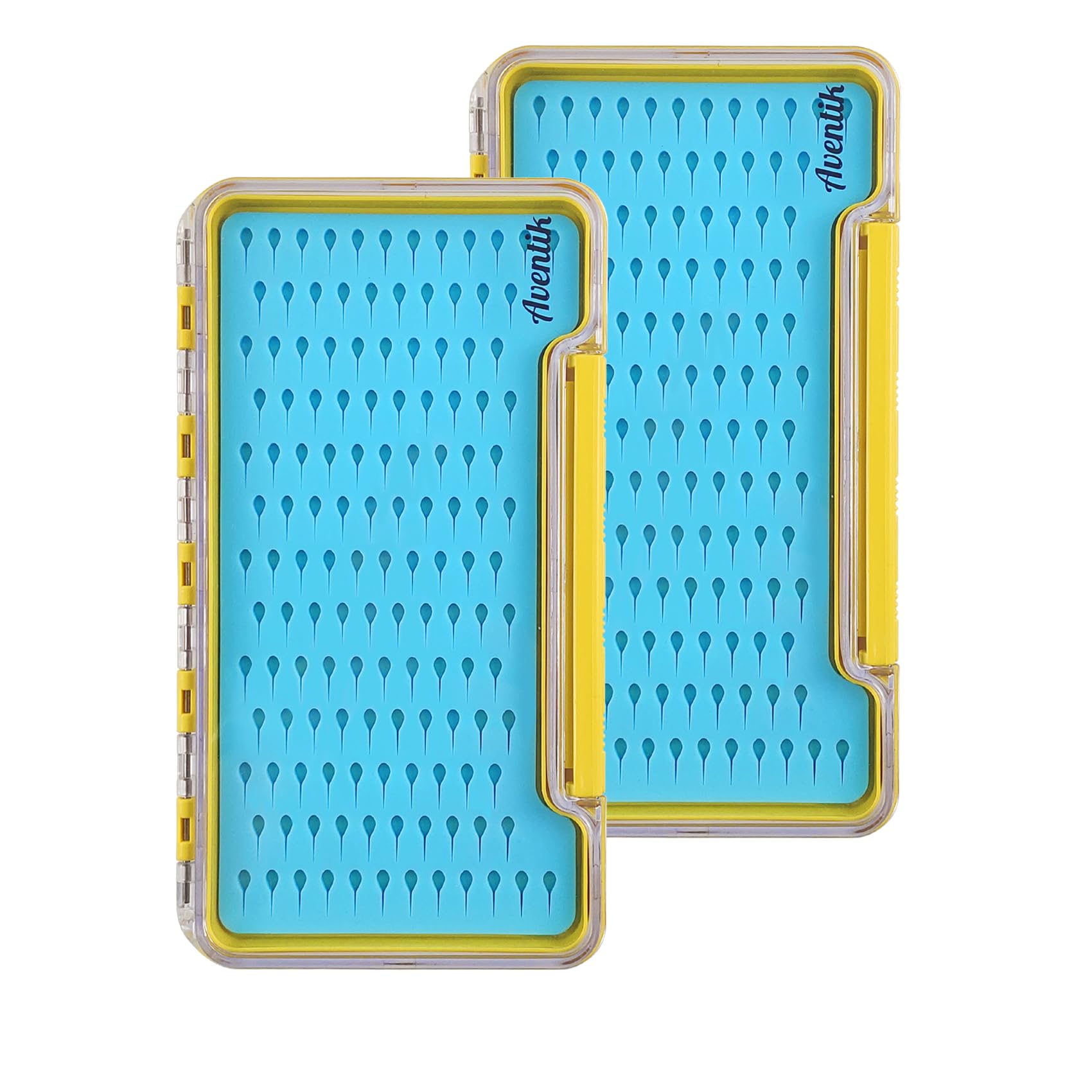 AVENTIK EUPHENG Fly Fishing Boxes Silicone Super Slim Fishing Storage Fishing Tackle Case Waterproof Pocket 7.36"X4.02"X0.63"/5.39"X3.74" X0.63'' (2PC-G048LT blue silicone:7.36"X4.02"X0.63")