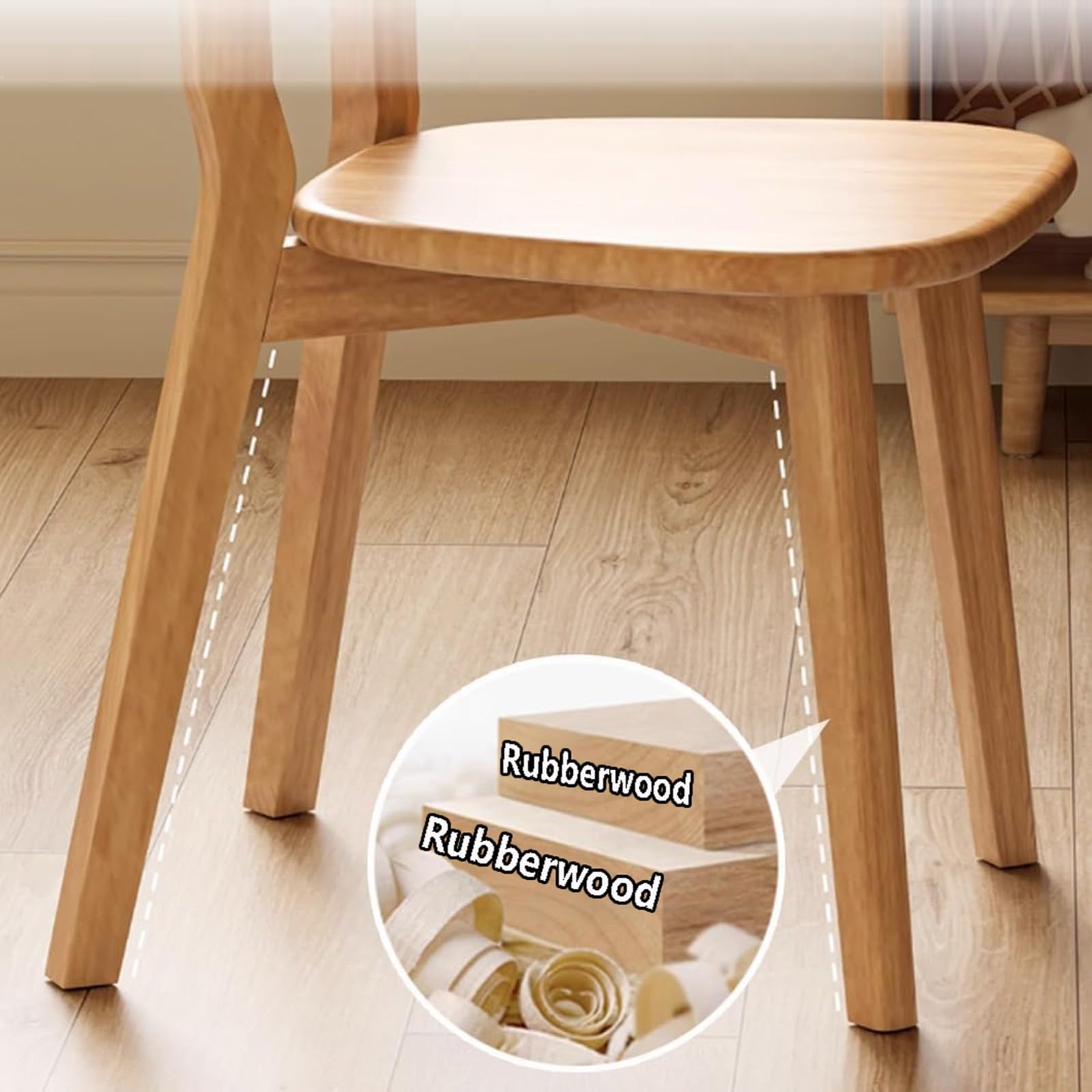 Esszimmerstühle aus Holz, Eiche, 2er-/4er-Set, Küchenstuhl aus 100% Massivholz mit abgerundeten Kanten und gebogener Rückenlehne, perfekt für Café, Restaurant Walnut,4 Piece