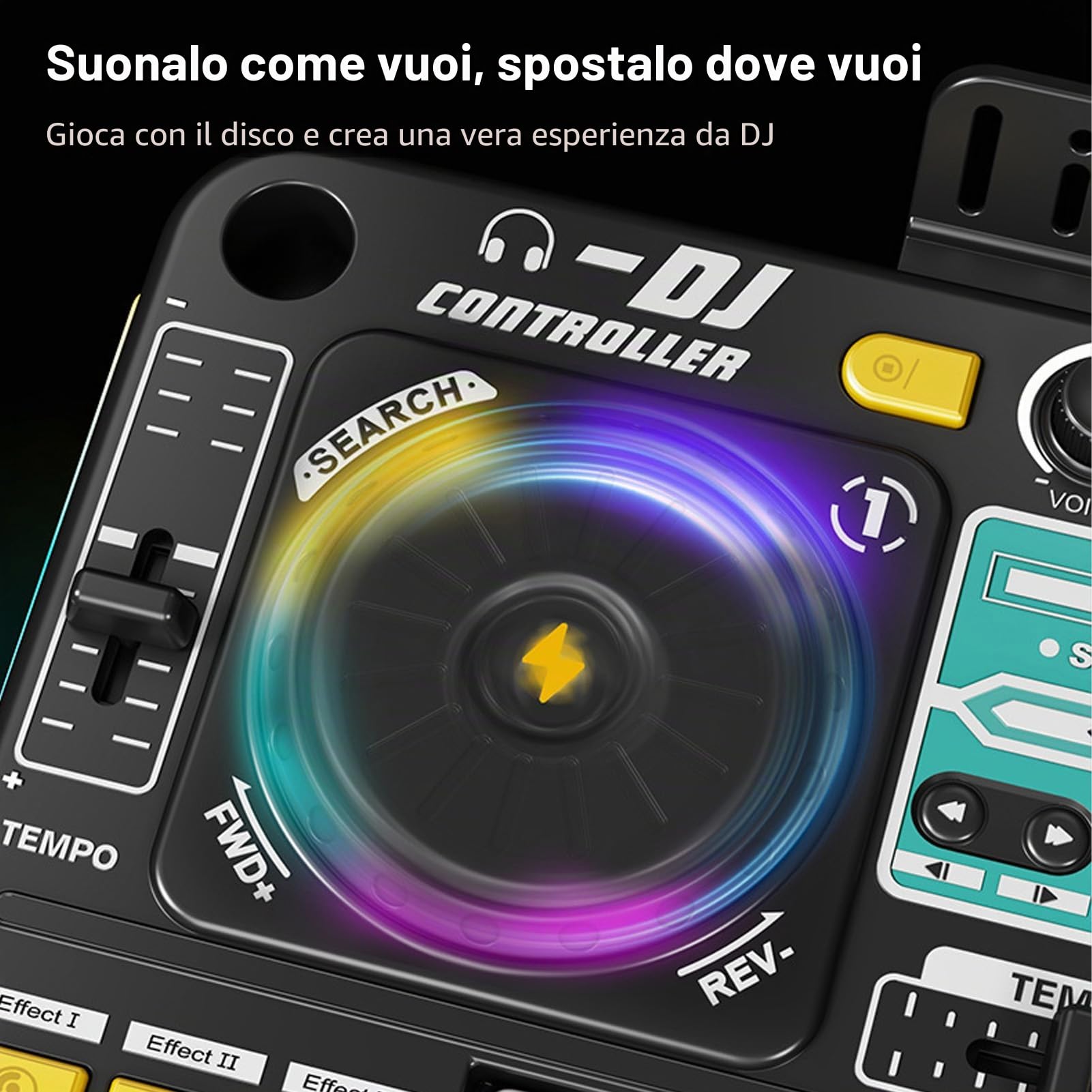 Controller DJ per bambini, lettore di disco, tastiera elettronica BT DJ mixer tavolo con microfono regolabile effetti di luce dinamici giocattolo per bambini musicale