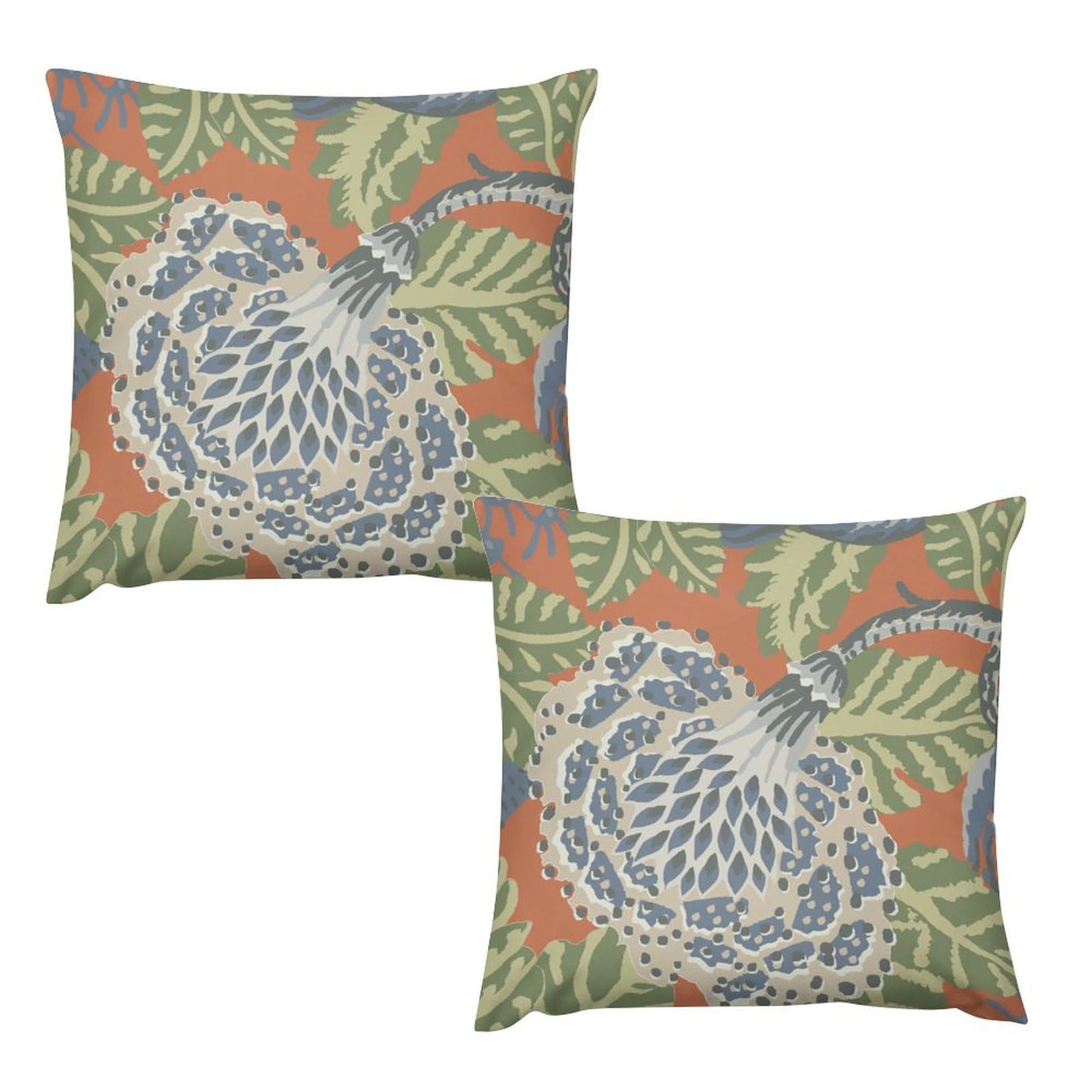 ArogGeld Chinoiserie Pillow Covers Set of 2 Navy Blue Flower Orange Cushion Covers Orange Chinoiserie Floral Throw Pillow Covers Decorative Short