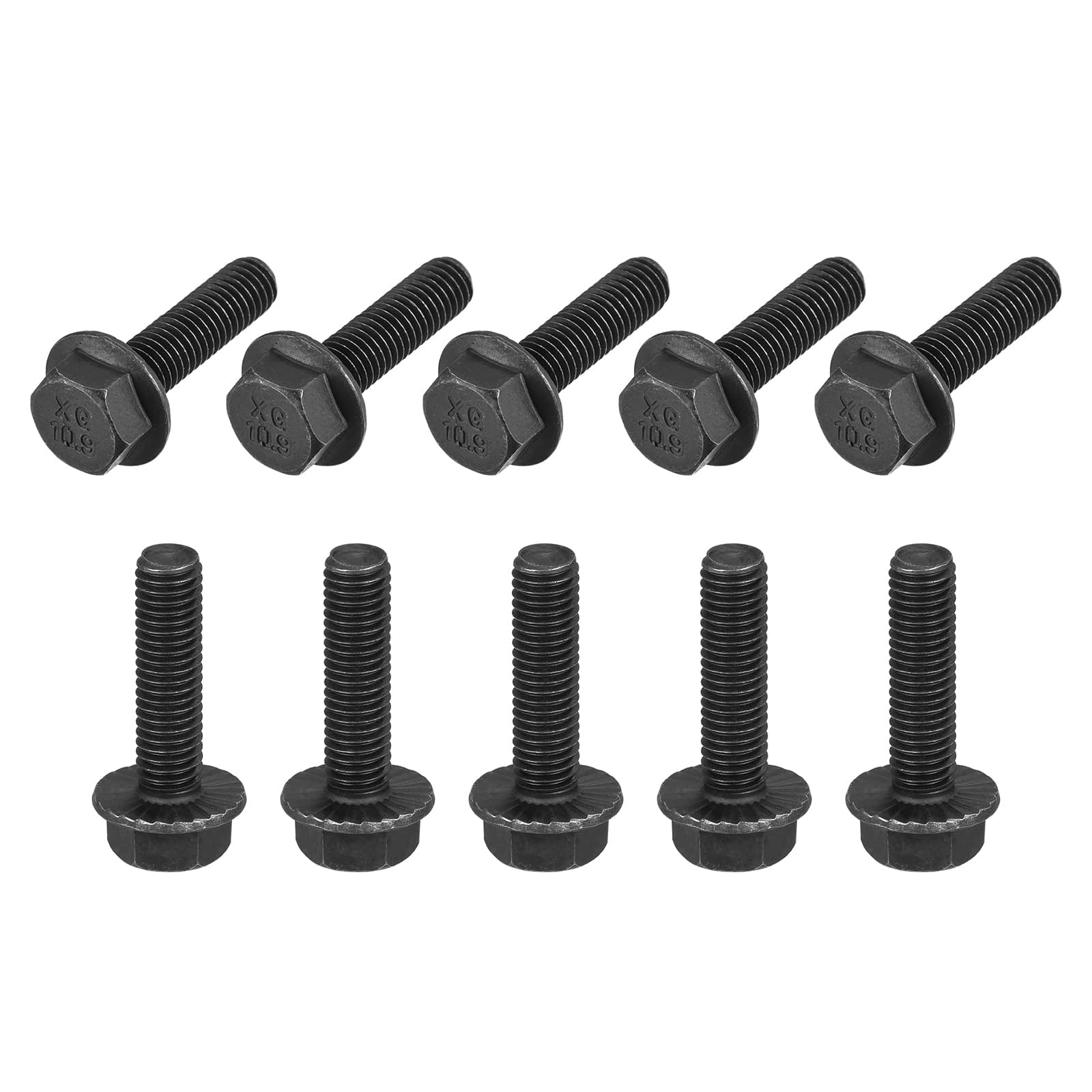 TA-VIGOR M8-1.25 x 30mm Hex Head Serrated Flange Bolts, 10.9 Grade Carbon Steel Flanged Hex Bolts