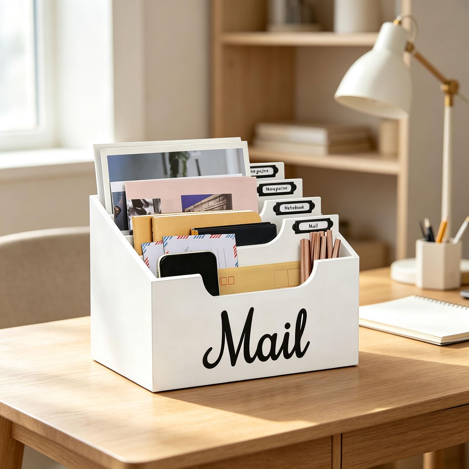 Brief und Dokumenten Organizer mit Holzfächern, Schreibtisch Aufbewahrungsdesign für Empfangstheke, Arbeitsbereich, Desktop Papiersortierer, Holz Post Organizer, Dokumentenablage