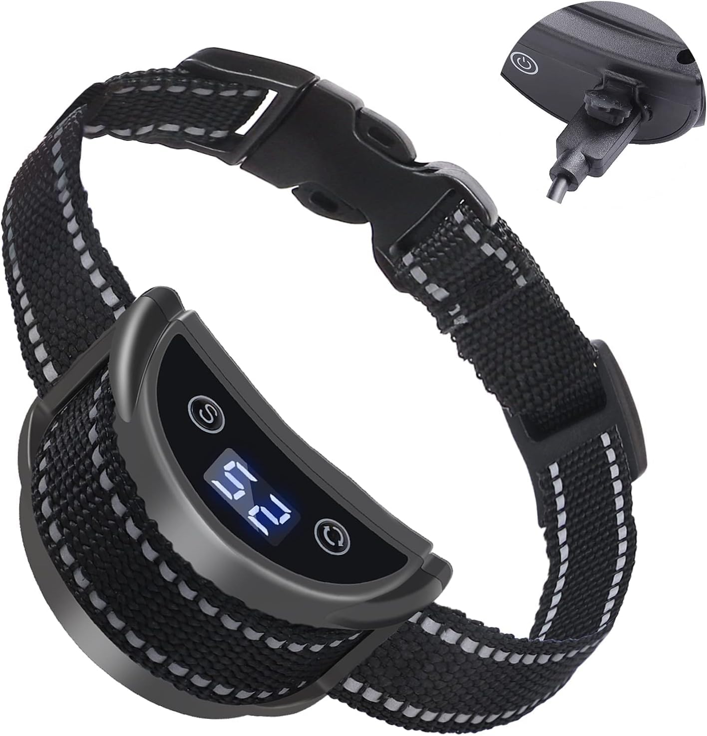 Excefore Bark Collar for Dogs, Rechargeable Anti Barking Training Collar with 7 Adjustable Sensitivity and Intensity Beep Vibration for Small Medium Large Dogs (Black)