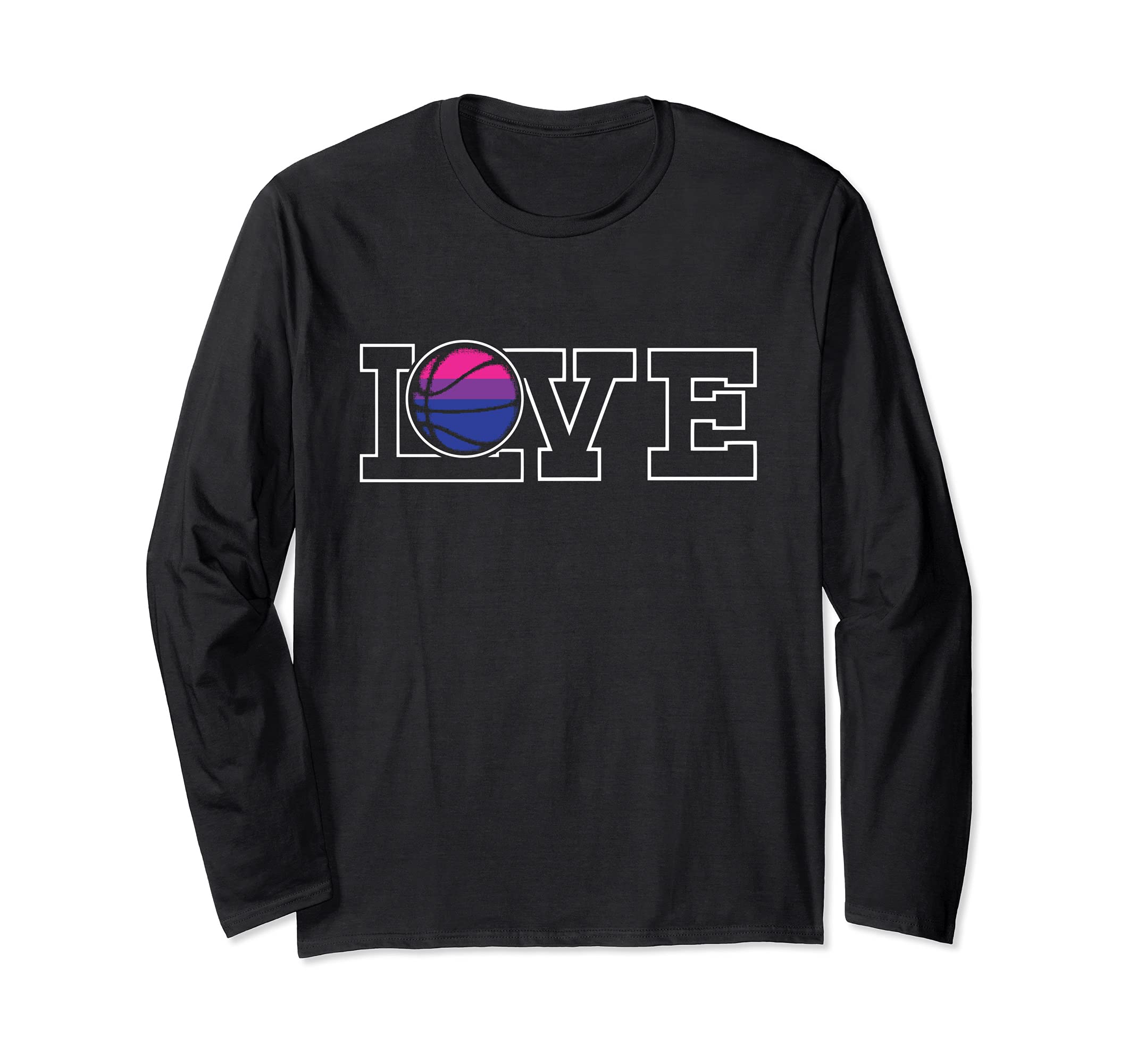 Love Basketball LGBT-Q Bisexual Pride Sport Fan Player Ally Long Sleeve T-Shirt, Black