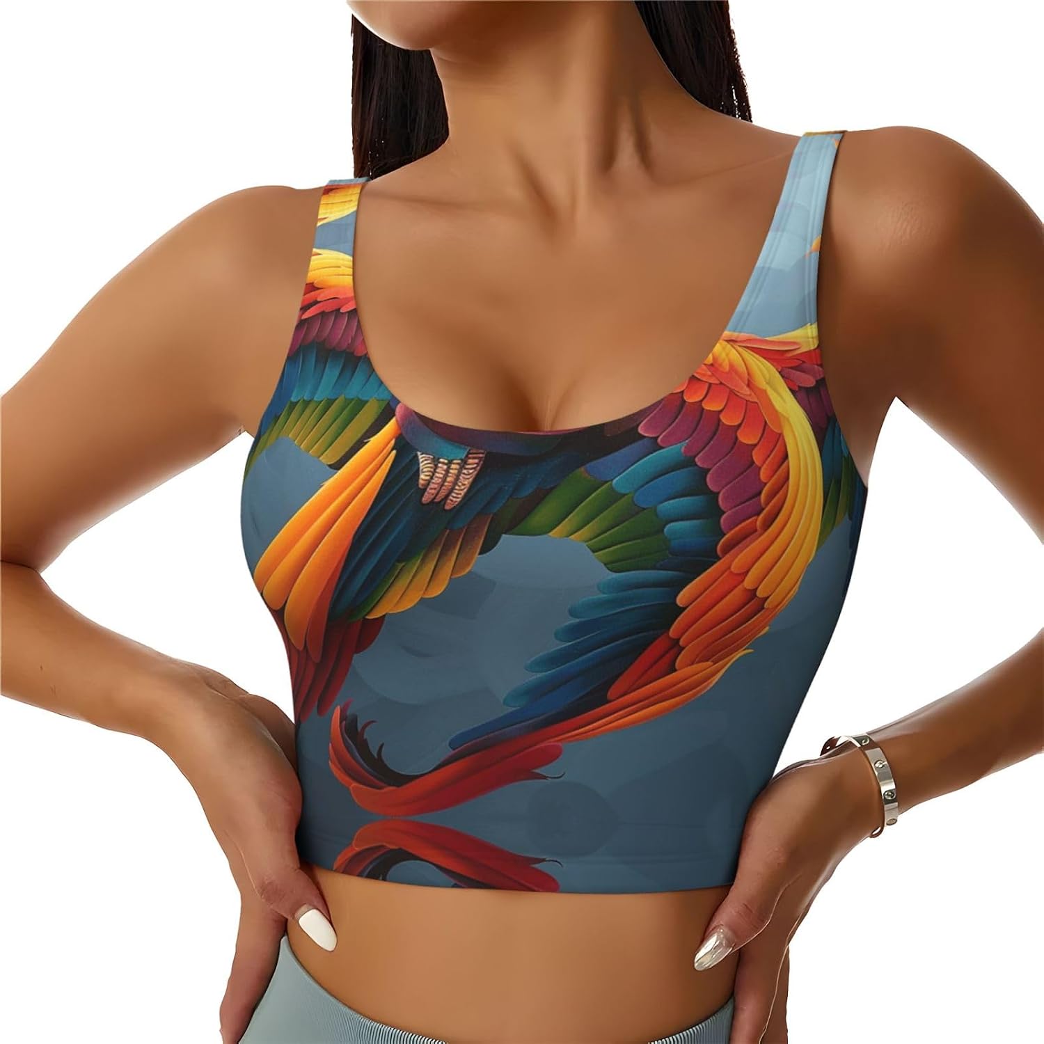 Colorful Feathers Women's Sports Bras - High Support Workout Tops for Women, Yoga Sports Bra, Bralettes with Support