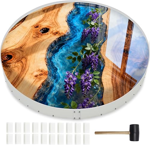 Miniatura 11 de Moldes grandes de resina epoxi para mesa, moldes profundos reutilizables de 16" redondos desmontables para fundición de resina epoxi, mesa circular,