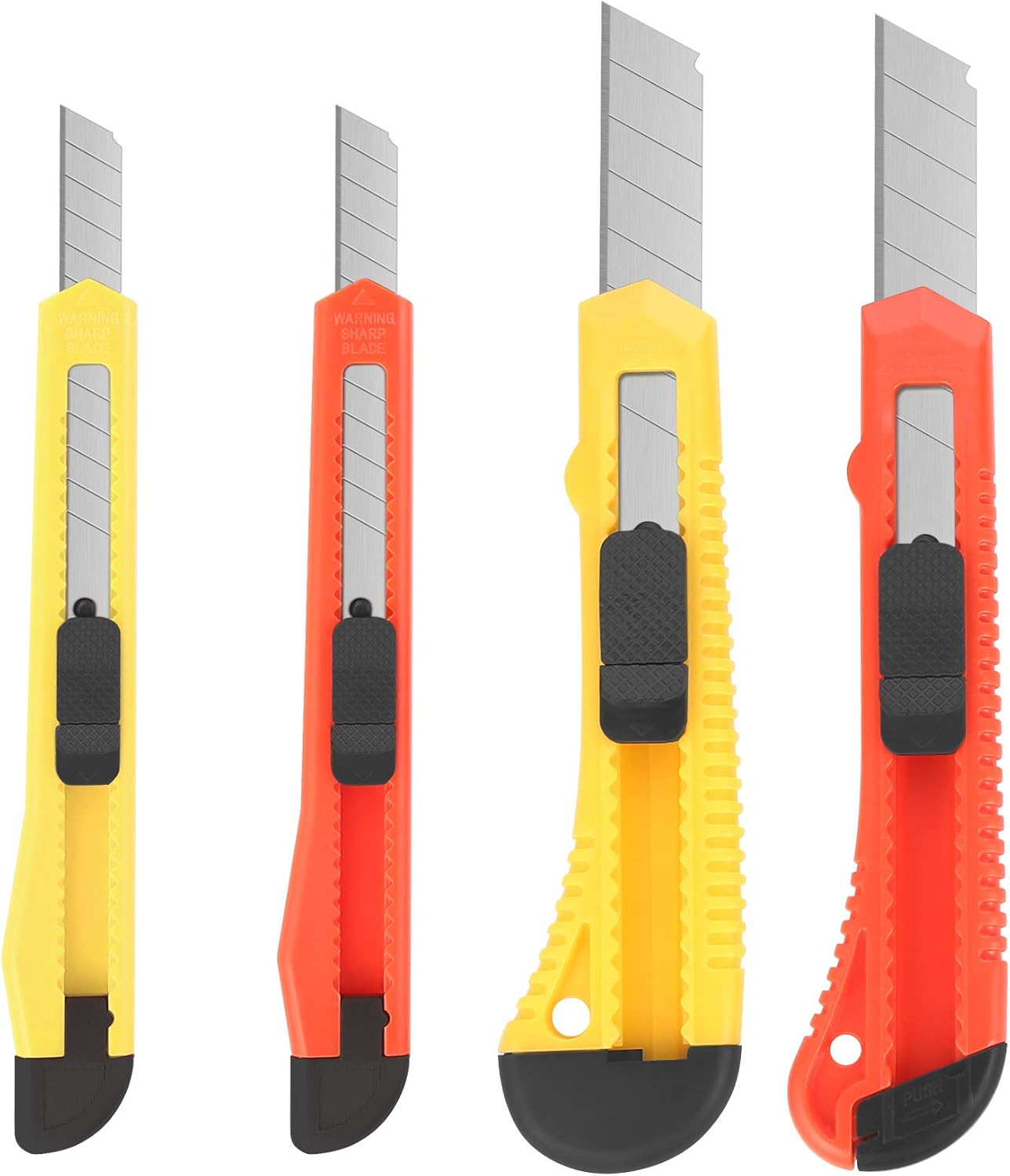 DIYSELF 4Pack Box Cutters Assorted Sizes (9MM /18MM Wide Blade Cutter) Utility Knife Box Cutter Retractable, Compact, Extended Use for Heavy Duty Office, Home, Arts Crafts, Hobby : Everything Else
