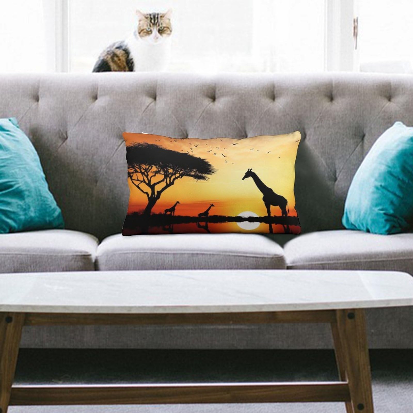 NTVOWPZO Decoration Throw Pillow Covers 8"x12" Pillowcases Covers Giraffe Sunset Soft Pillowcases Modern Farmhouse Home Decor Sofa Cushions Covers for Couch Bed Living Room