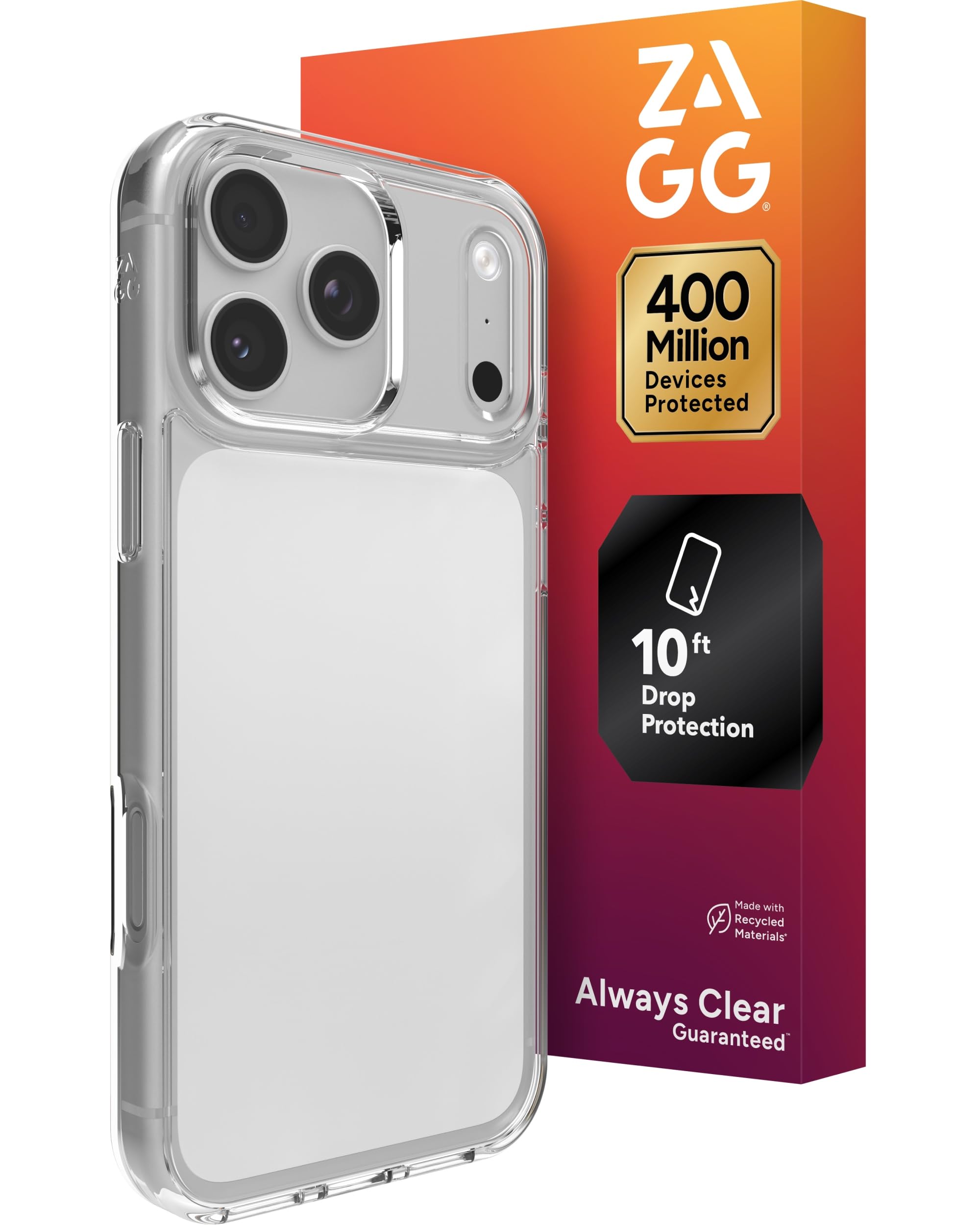 ZAGG Crystal Palace Lite Case for iPhone 17 Pro Max - Clear, Drop Protection (10ft/3m), Ultra-Slim & Lightweight, Sleek & Minimalistic Phone Case with