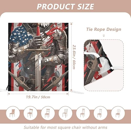 Miniatura 3 de Juego de 6 fundas decorativas para sillas de comedor con diseño de pájaro guerrero blanco para ceremonia del 4 de julio, fundas extraíbles para