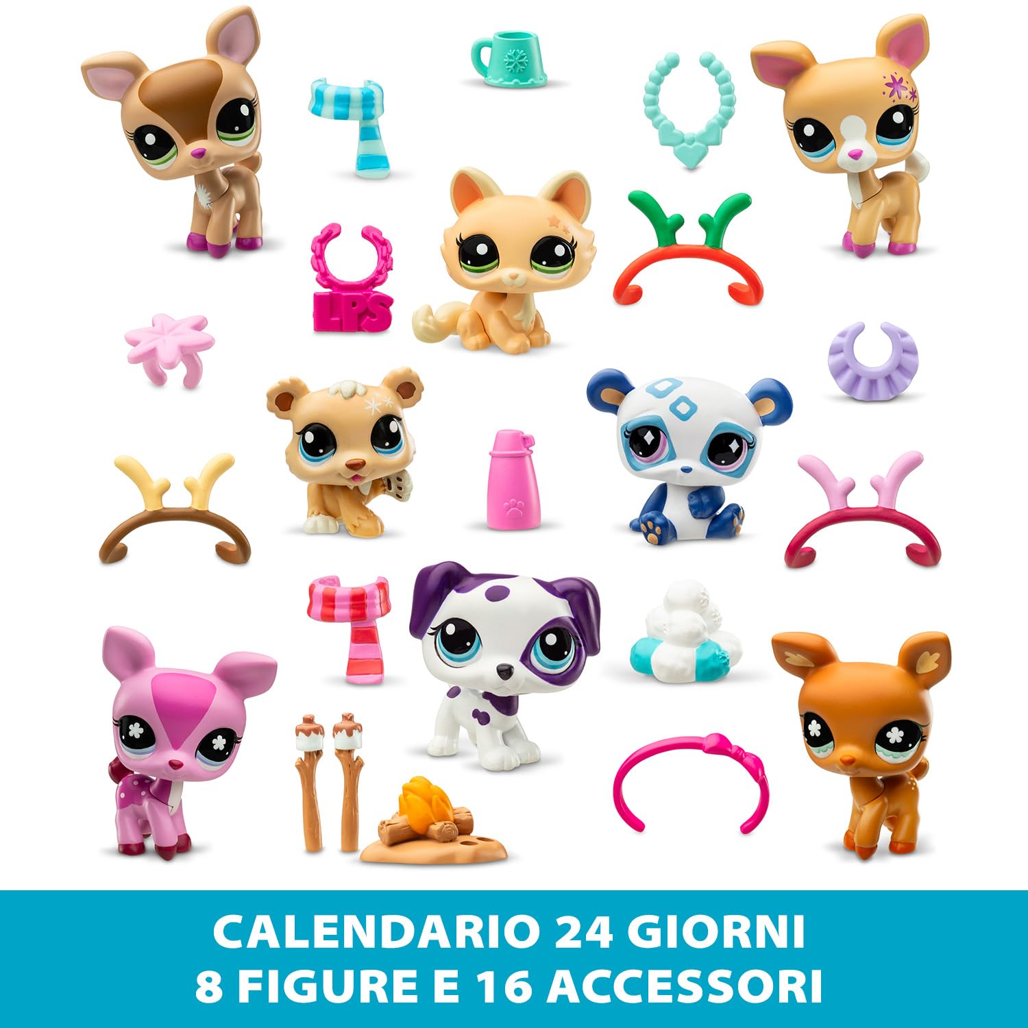 Littlest Pet Shop - Calendario dell'Avvento dei Pet Shop - 8 Pet Shop e 16 accessori - Calendario 24 giorni di Natale - Mini-figure animali - Giocattolo per bambini dai 4 anni in su - BF00609