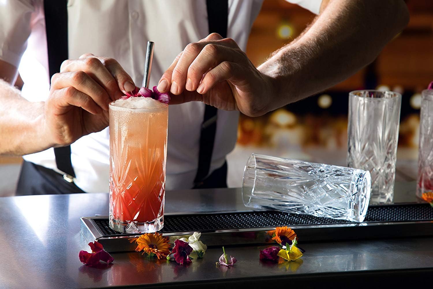 Best Quality 🔥 Set of 6 CRYSTAL HIGHBALL Durable Drinking glasses Limited Edition Glassware Drinkware Cups/coolers (11oz)