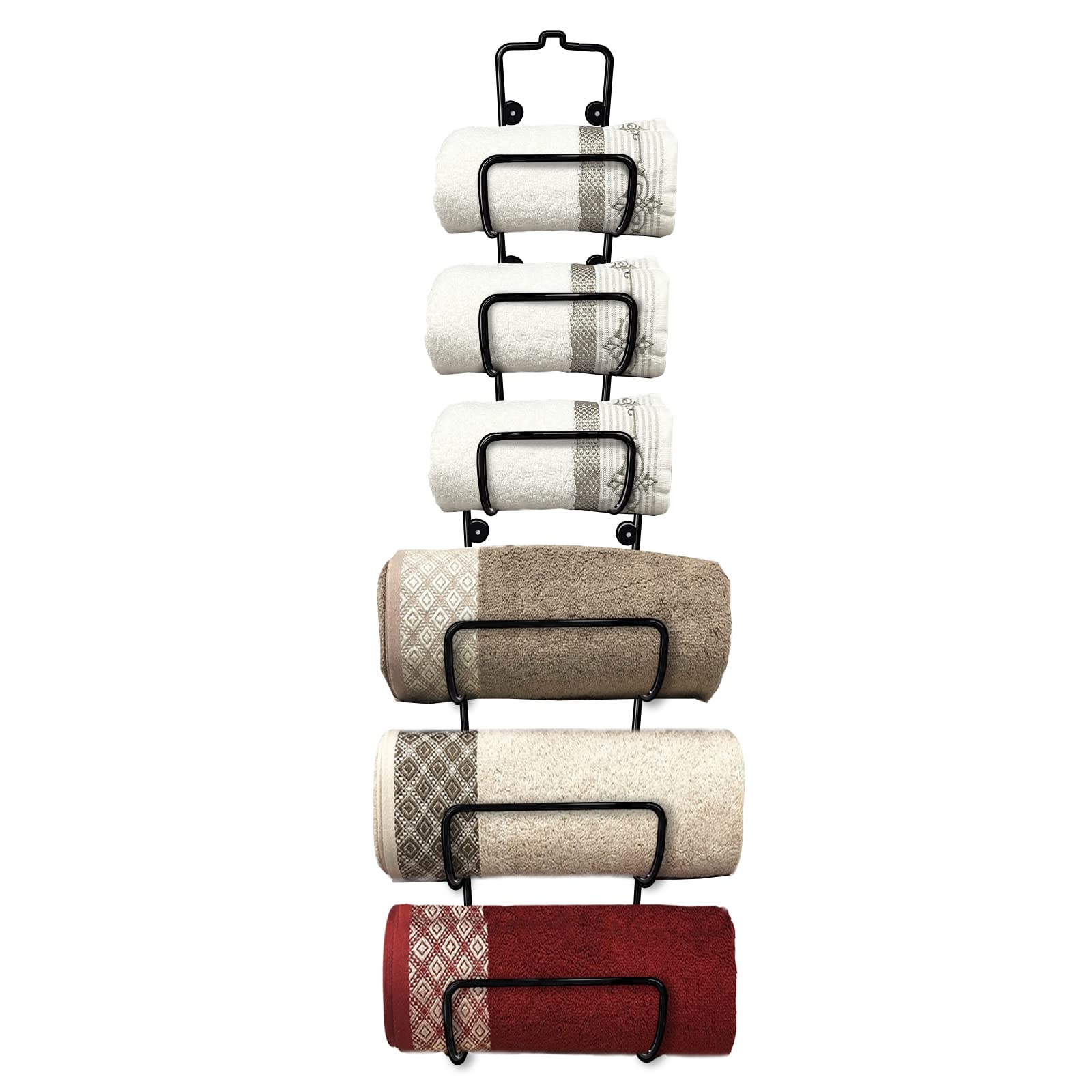 DIY Bathroom Towel Rack Holder Set - Adjustable Wall Mounted & Over The Door Hanging Storage Organizer for Hand/Bath Towels, Set of 6