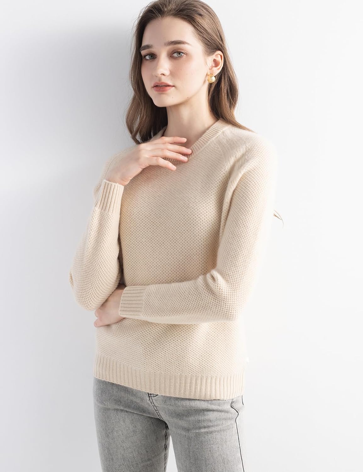 Chanyarn Women's 100% Cashmere Crewneck Long Sleeve Knit Sweater Soft Cozy Casual Wear Fall Winter Pullover Top - Image 4