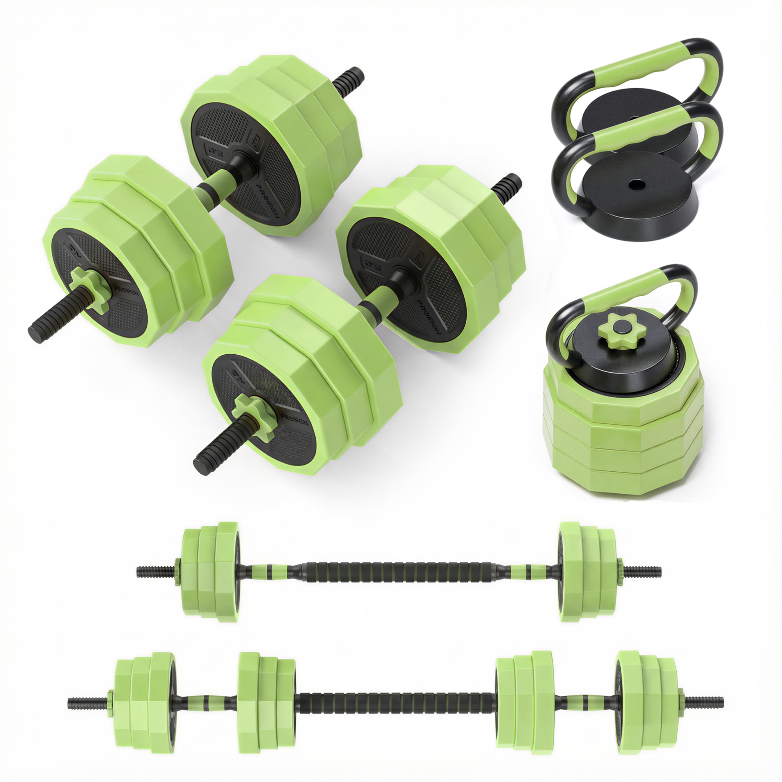 PROIRON Adjustable Dumbbells, Free Weight Set with Connector 5 in 1 Dumbbells Set Used as Barbell, Kettlebells, Push up Stand, Weight Plate, Fitness Exercises for Home Gym Suitable Men/Women(20/30kg)