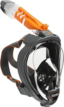 OCEAN REEF - Aria QR+ Maschera Snorkeling Integrale a Rilascio Rapido con Boccaglio - Visione Subacquea a 180 Gradi e Meccanismo Quick Release
