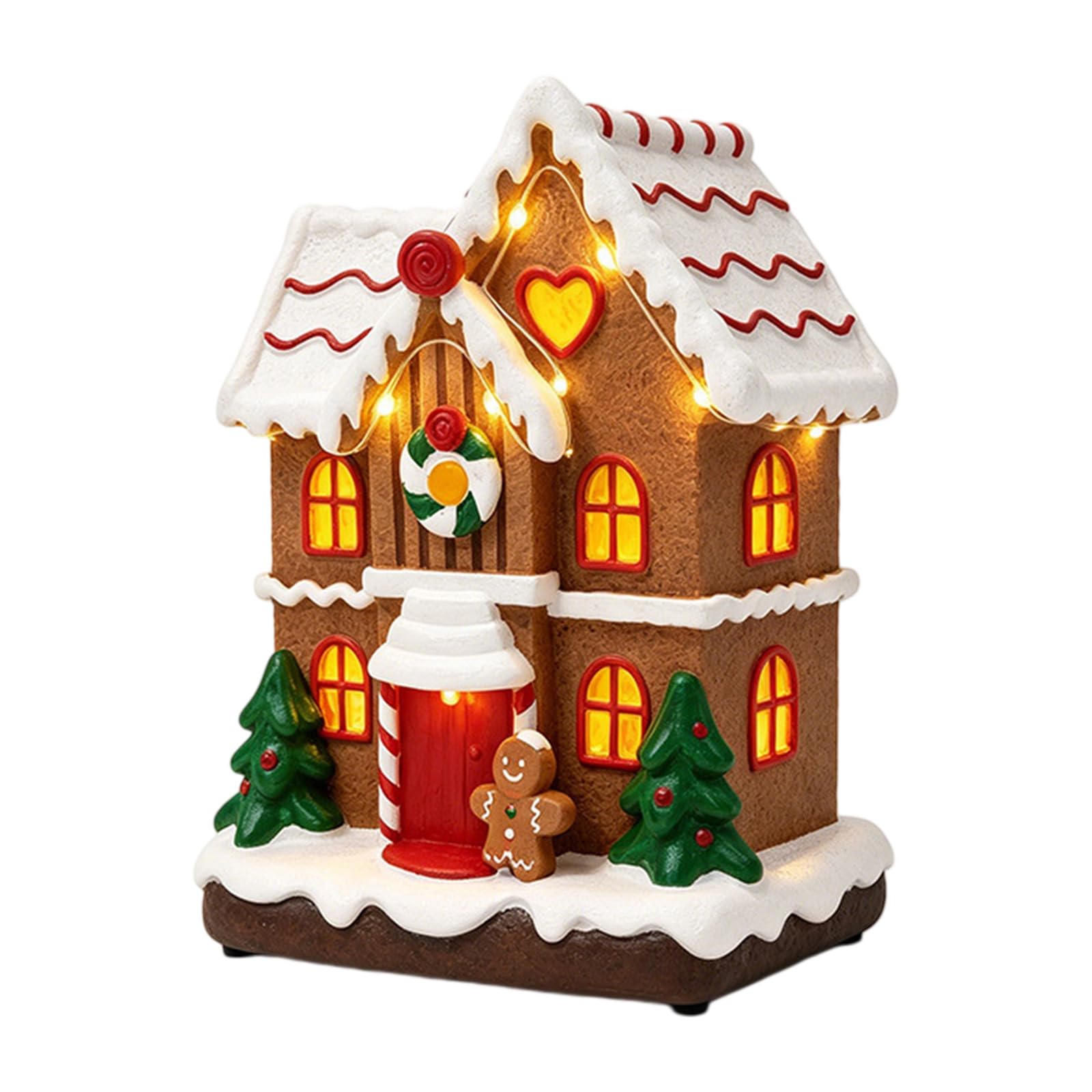 Whoasyst Glowing Musical Candy Cottage with 8 Holiday Tunes and Soft LED Light for Home Decoration Christmas Ornament Musical Christmas Deck