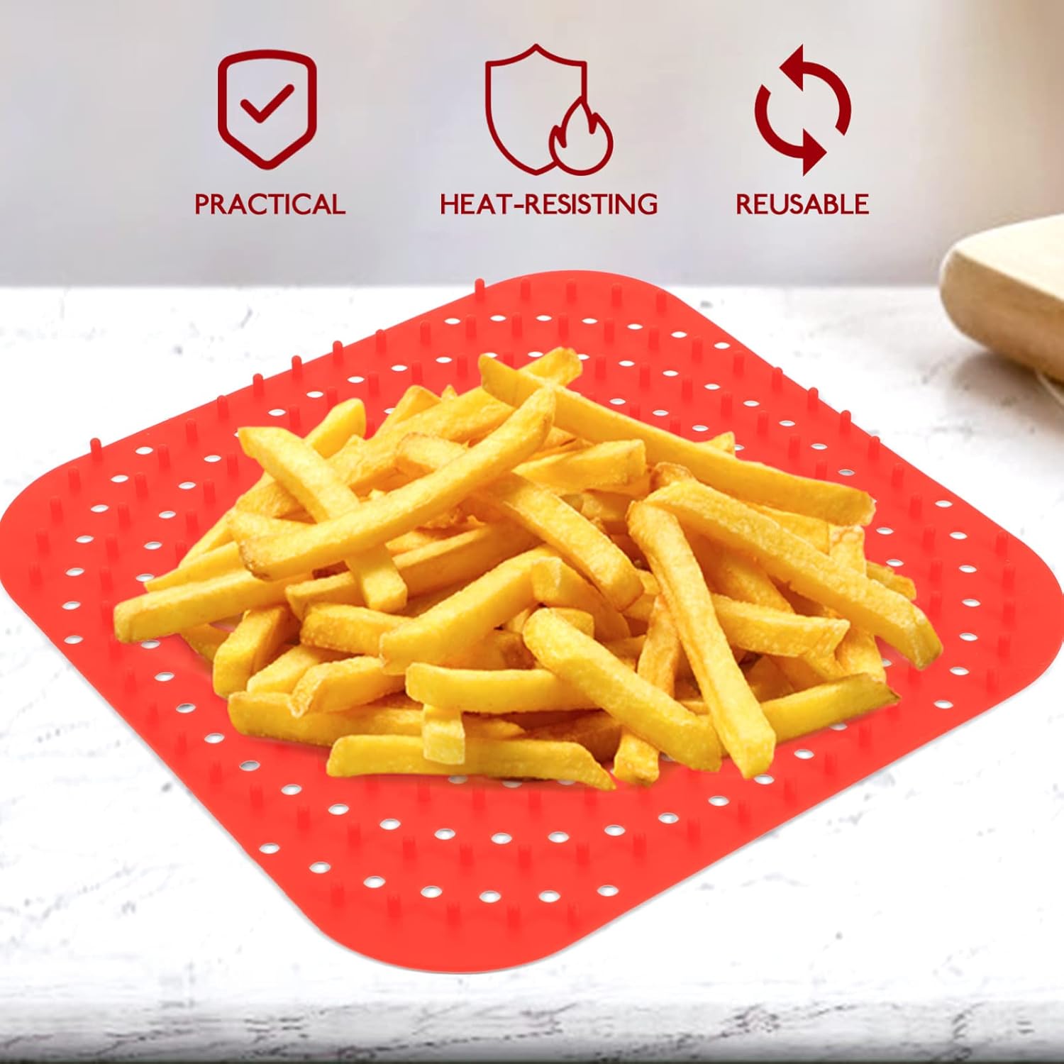 Ciieeo 4pcs Silicone Non-stick Baking Mat - Food Grade Silicone Tray for and Clean-up Compatible Air Fryers Reusable Kitchen Accessory