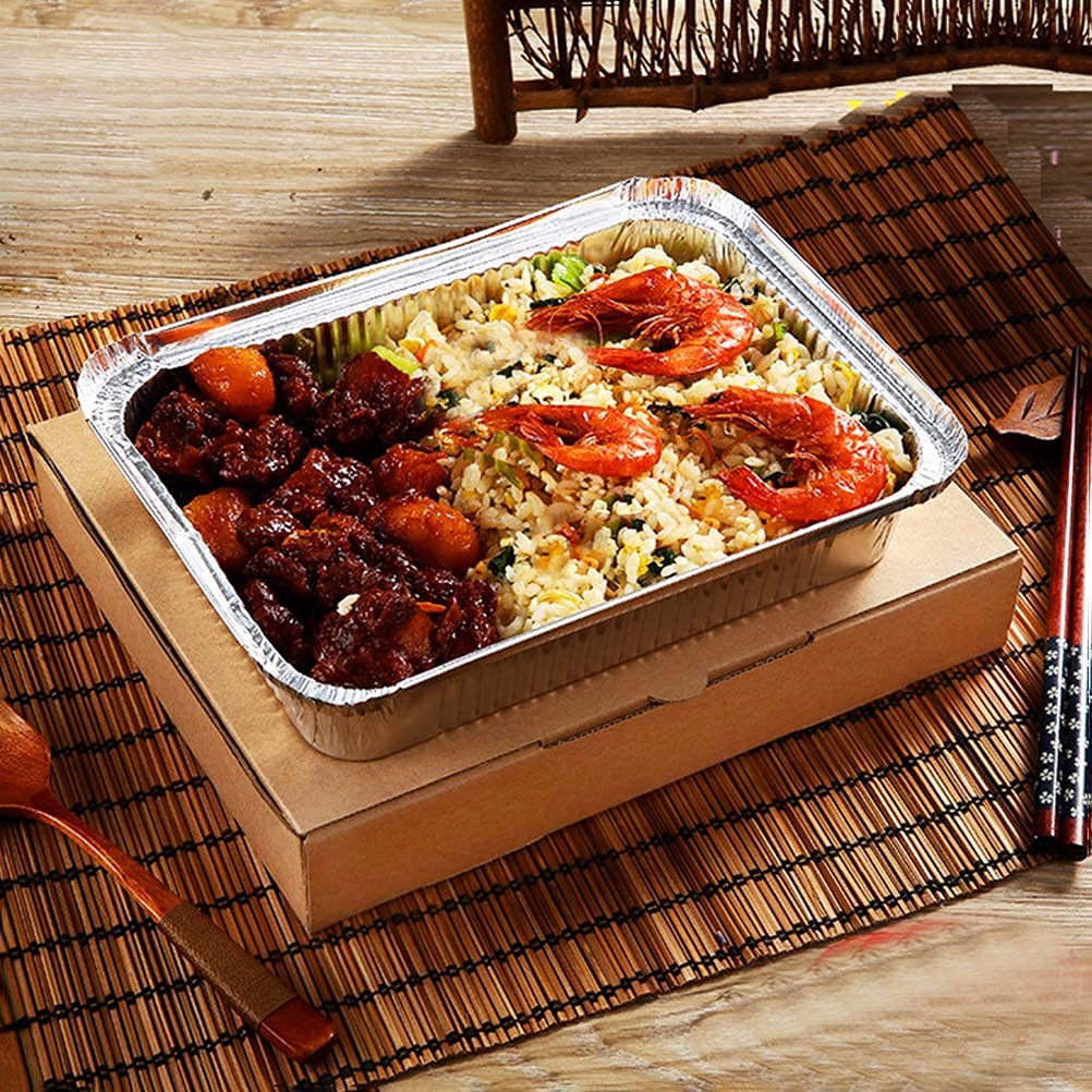 20 Pezzi Teglie Alluminiocon Coperchio 1900 Ml Vassoi Alluminio Usa e Getta Grandi Vaschette Alluminio con Coperchio,per Cuocere Cucinare Congelare e Conservare Alimenti (26,5 X 19,2 X 6,5 Cm)