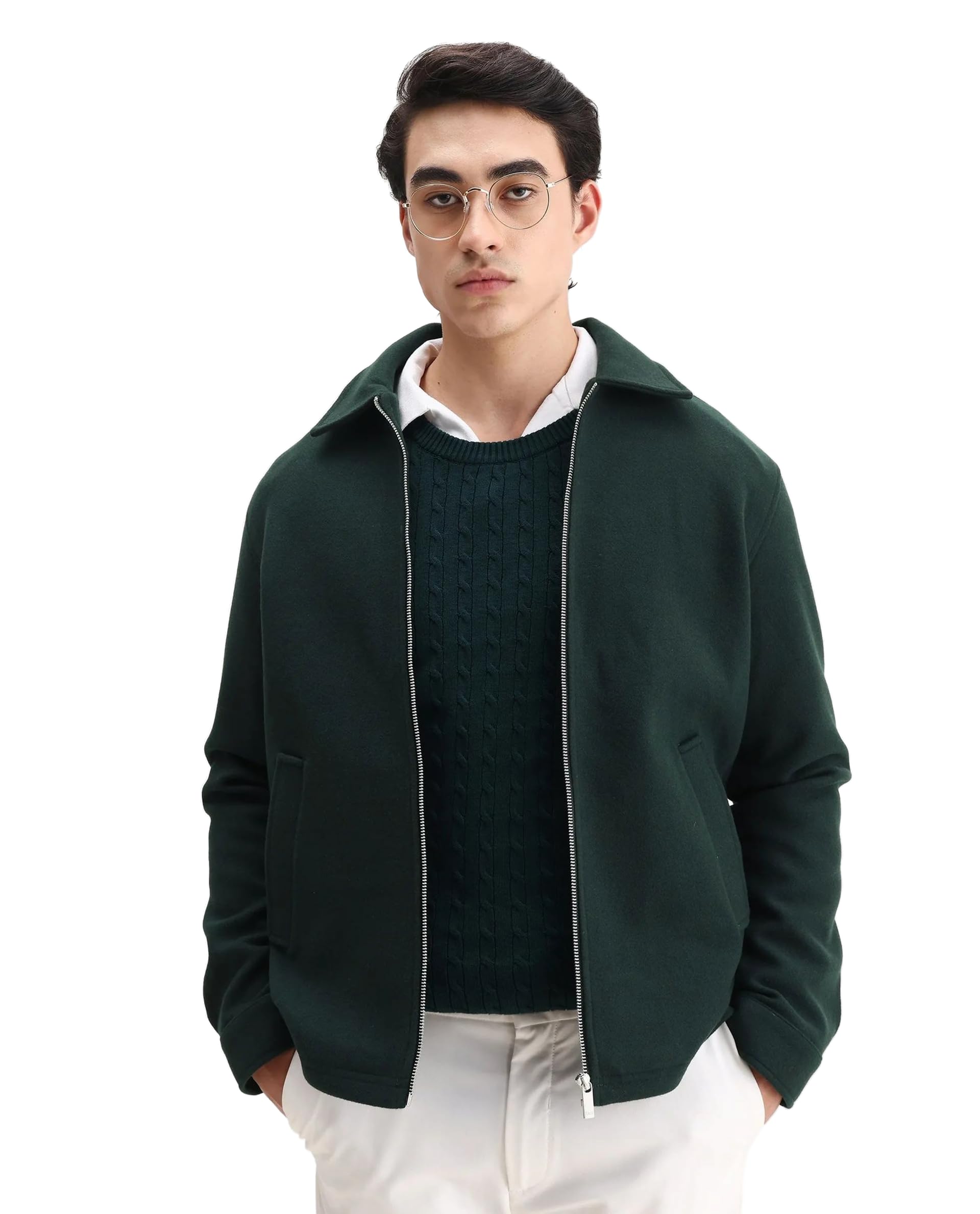 Men Regular Solid Maroon Polyester Blend Zipper Jacket-image-11