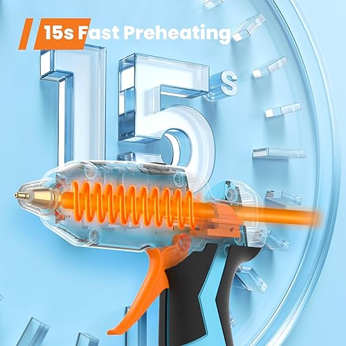 Miniatura 8 de GoGonova Pistola de pegamento inalámbrica, precalentamiento rápido de 15 segundos, pistola de pegamento caliente inalámbrica de 2 Ah con 25 barras