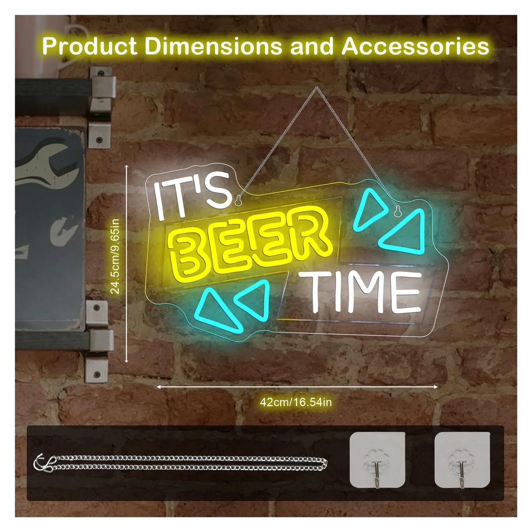Decoración Lámparas Letrero De Neón It's Beer Time Con Luz LED Regulable Por USB Para Bar, Pub, Fiesta, Club, Decoración De Pared, 42cmx24.5cm