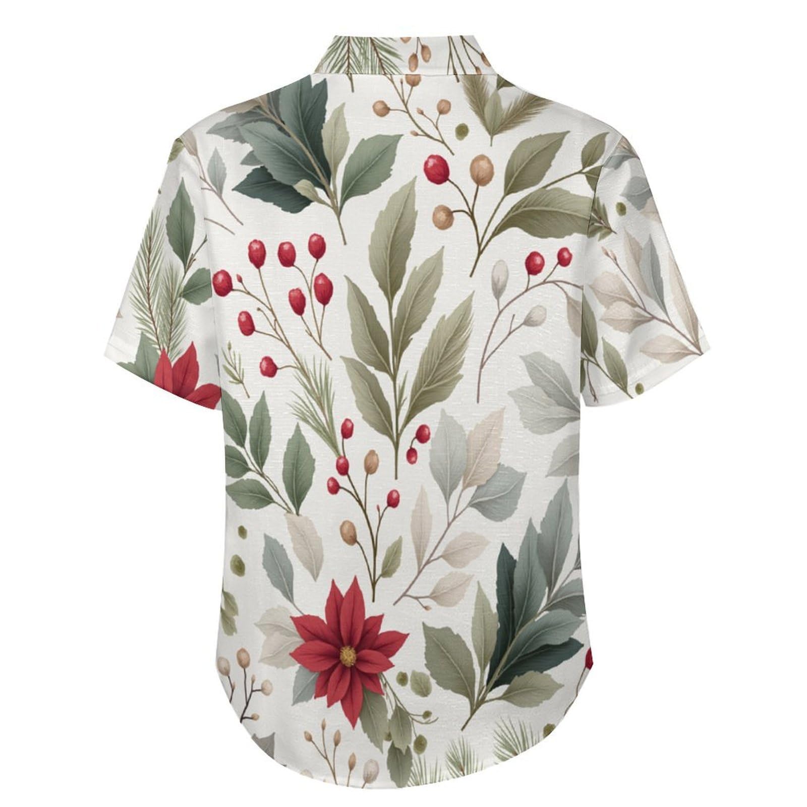 Camicie da Uomo a Maniche Corte con Stampa della Arte con Foglie Piante Sempreverdi, Casual Leggere Bottoni Camicia con Tasca Frontale, per Vacanze Spiaggia Estate