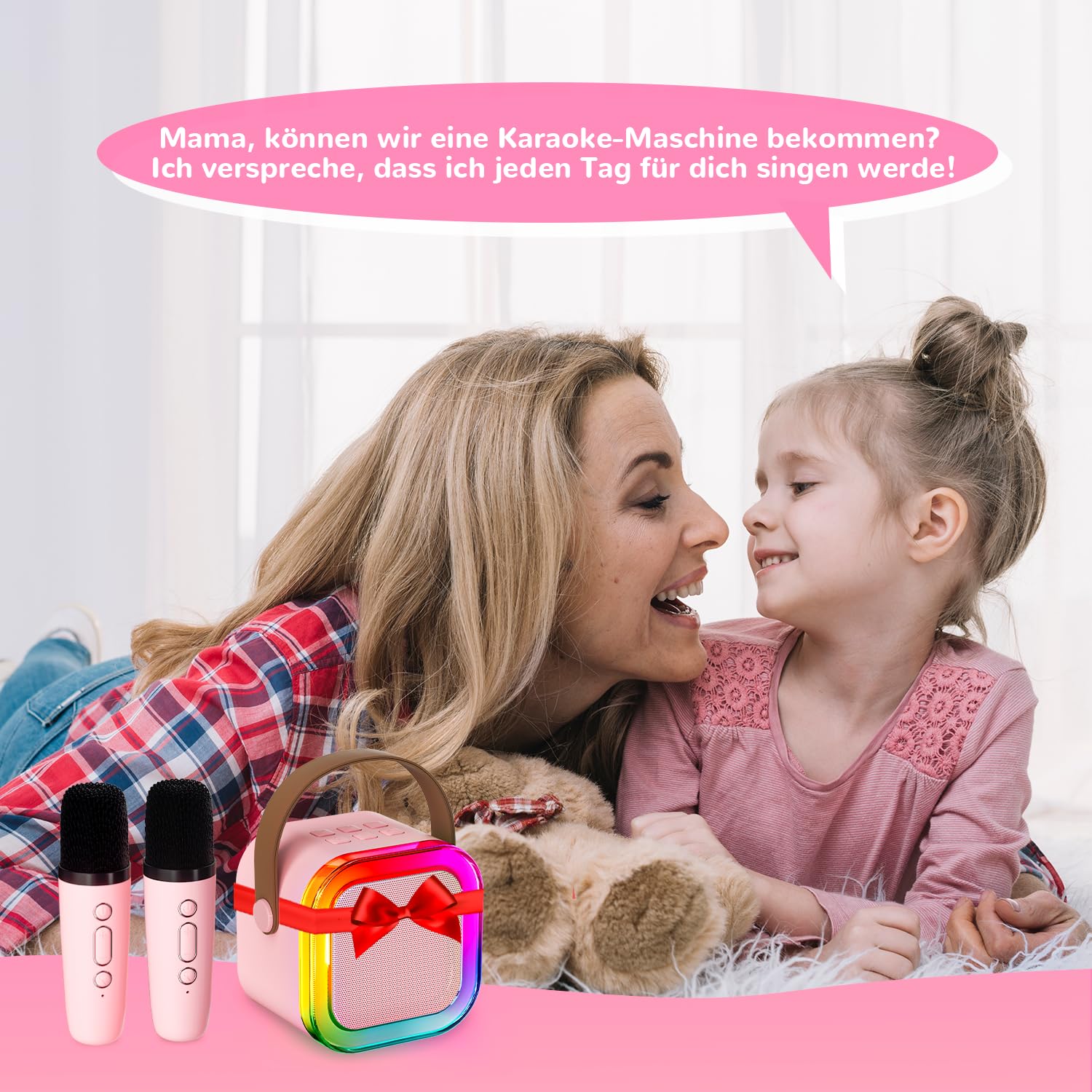 Karaoke Maschine Kinder mit 2 Karaoke Mikrofon Kinder: [Neueste] Mini Karaoke Maschine - Karaoke Anlage mit 2 Mikrofonen -Musikinstrumentzubehör Box - Geschenke für Mädchen Kinder Spielzeug 3-12 Jahre - 5