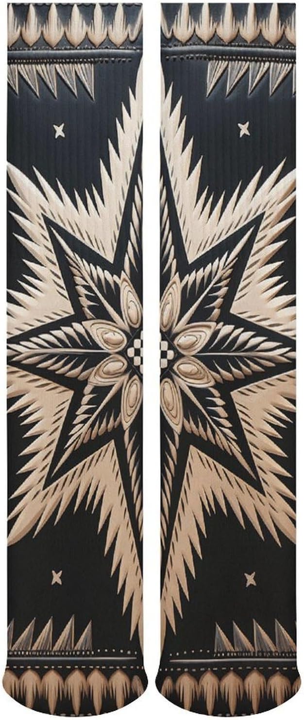 5-Pack Knee High Socks, 15.7 Inch Breathable Casual Socks Special Tribal Pattern Stockings for Men Women
