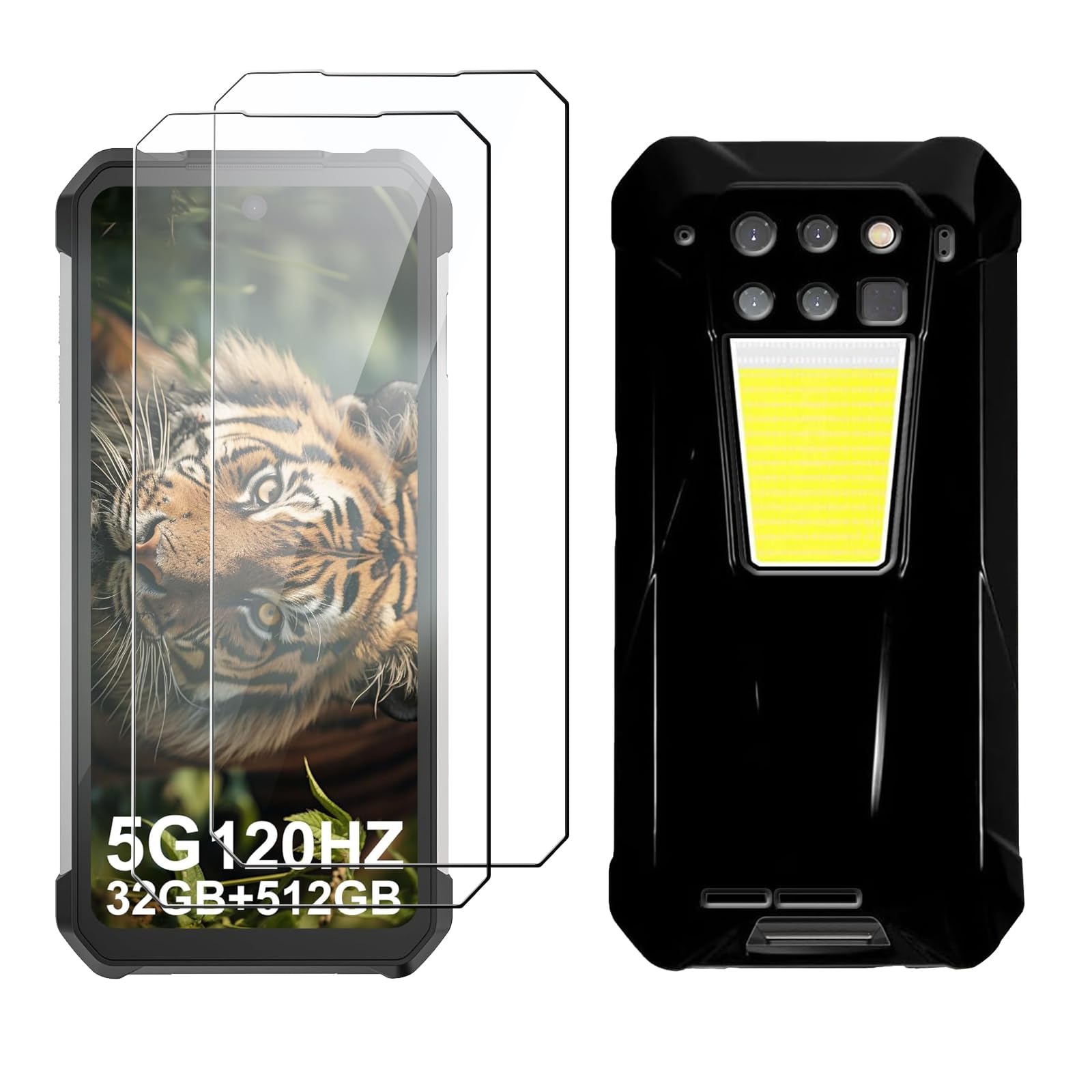 Case for Unihertz 8849 Tank 3 Pro (6.79") Black Case + 2 Tempered Glass Screen Protectors, Soft TPU Silicone Case