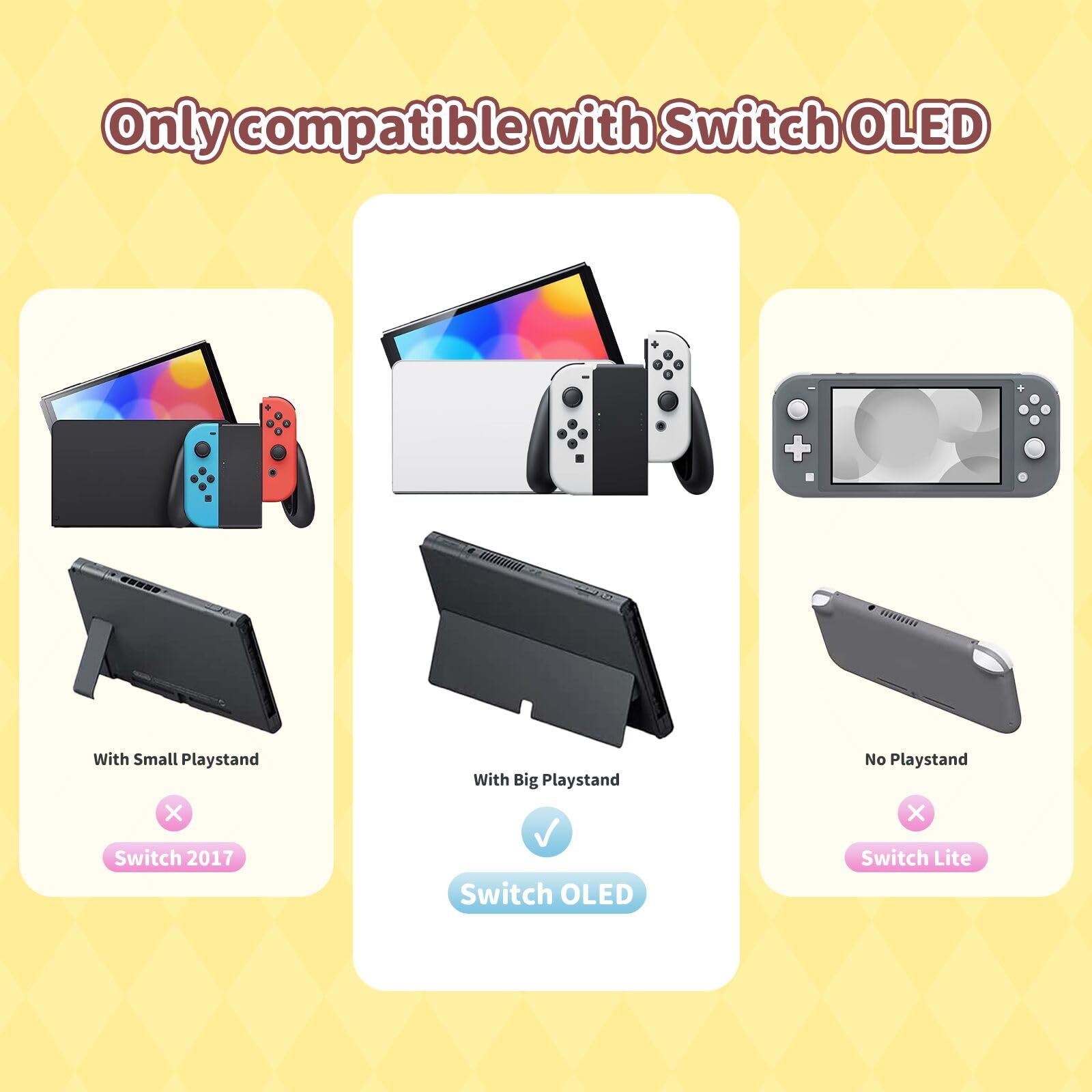 Kuitmor Schutzhülle für Switch OLED, Schlanke Hülle mit Kratzfestem und Stoßdämpfendem Design, Rutschfeste Griffhülle, Weiche Anti-Kratz Skin Kompatibel mit Switch OLED (Gelbe Pompompurin)
