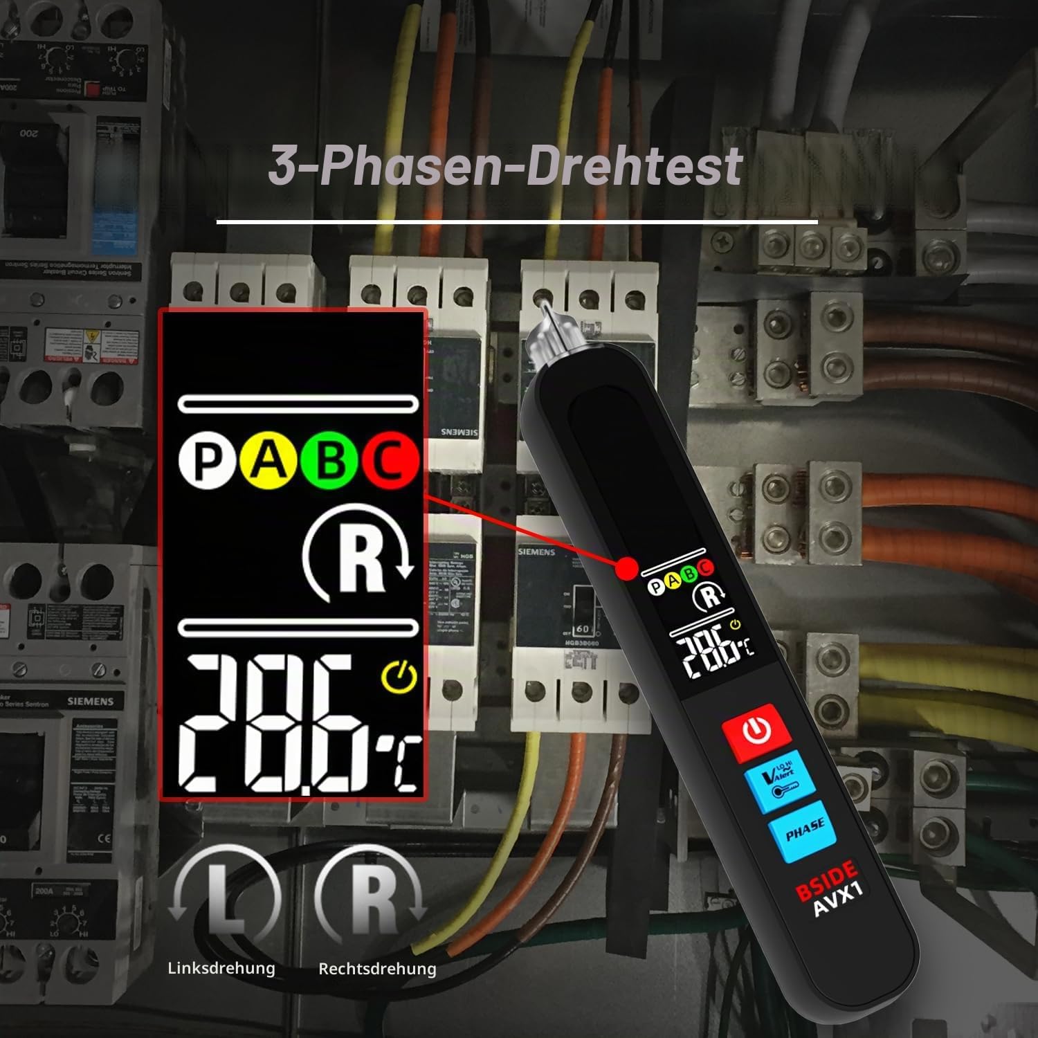 BSIDE Digitales Multimeter Spannungsprüfer Kit S500 Grafisches Multimeter 20000 Zählungen & AVX1 Phasenprüfer, Elektriker Prüfgerät für Strom Spannung Millivolt AC Peak Kapazität Temperatur Messen