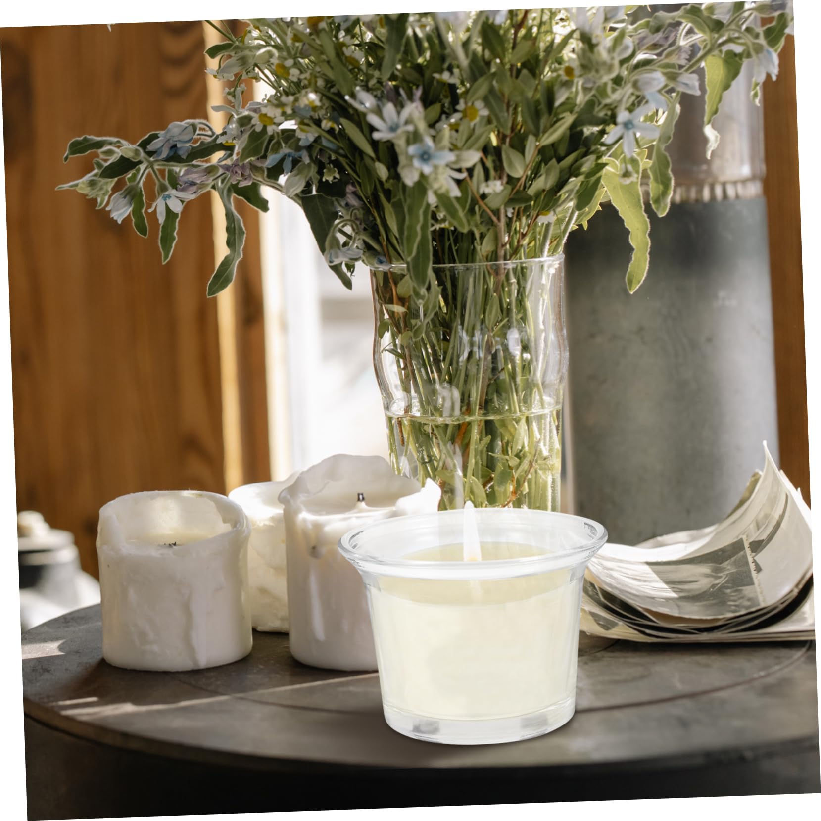 Cabilock 12pcs Aromatherapy Glass Scented Candle Holder Glass Tealight Candle Holder Tea Lights Candle Holder Clear Candle Holder Small Glass Candle Holder Glass Votive Holder Candle Cups
