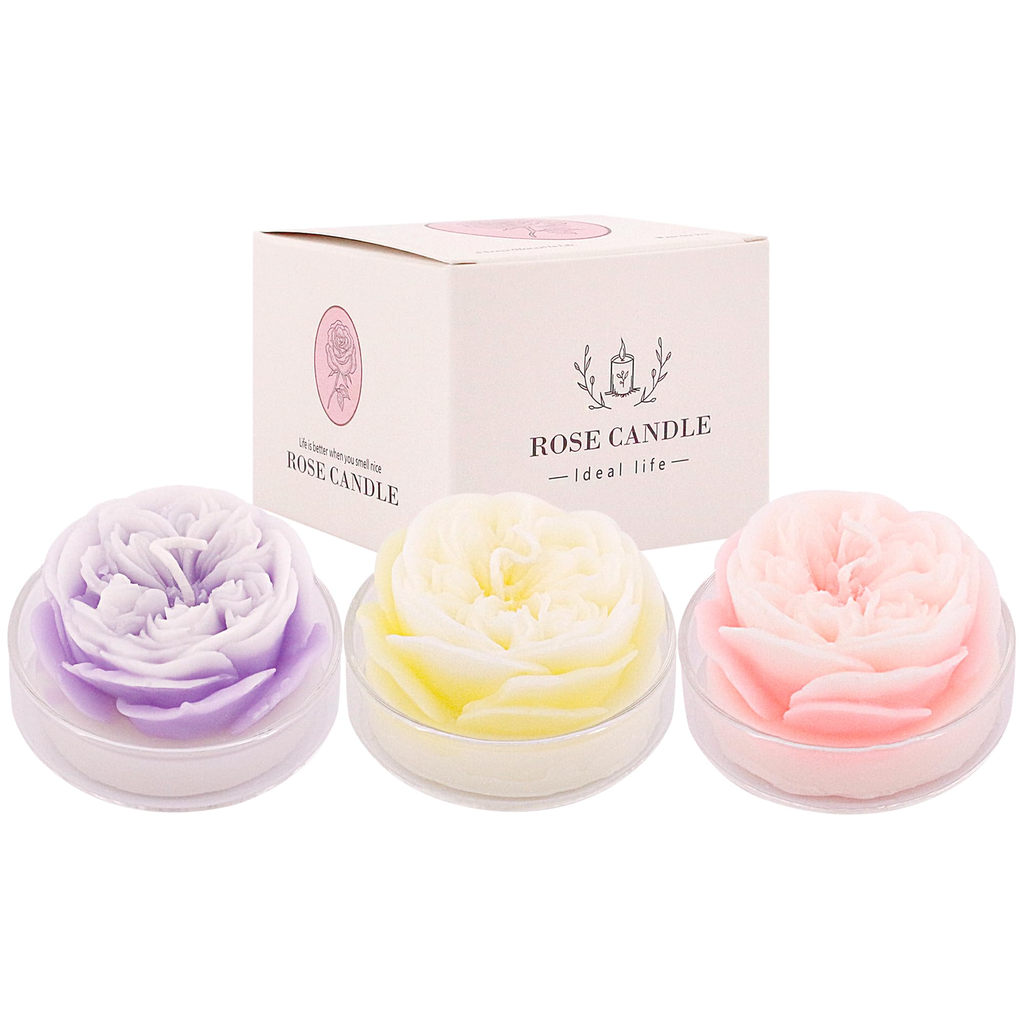 Naimo 3 Pack Flower Candles Soy Wax Scented Candle Aromatherapy Home Decor Wedding Birthday Anniversary Decorative Candle Gift Set