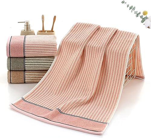 Miniatura 6 de Pidada Juego de 2 toallas de mano 100% algodón con patrón de rayas absorbentes suaves toallas decorativas para baño (rosa)