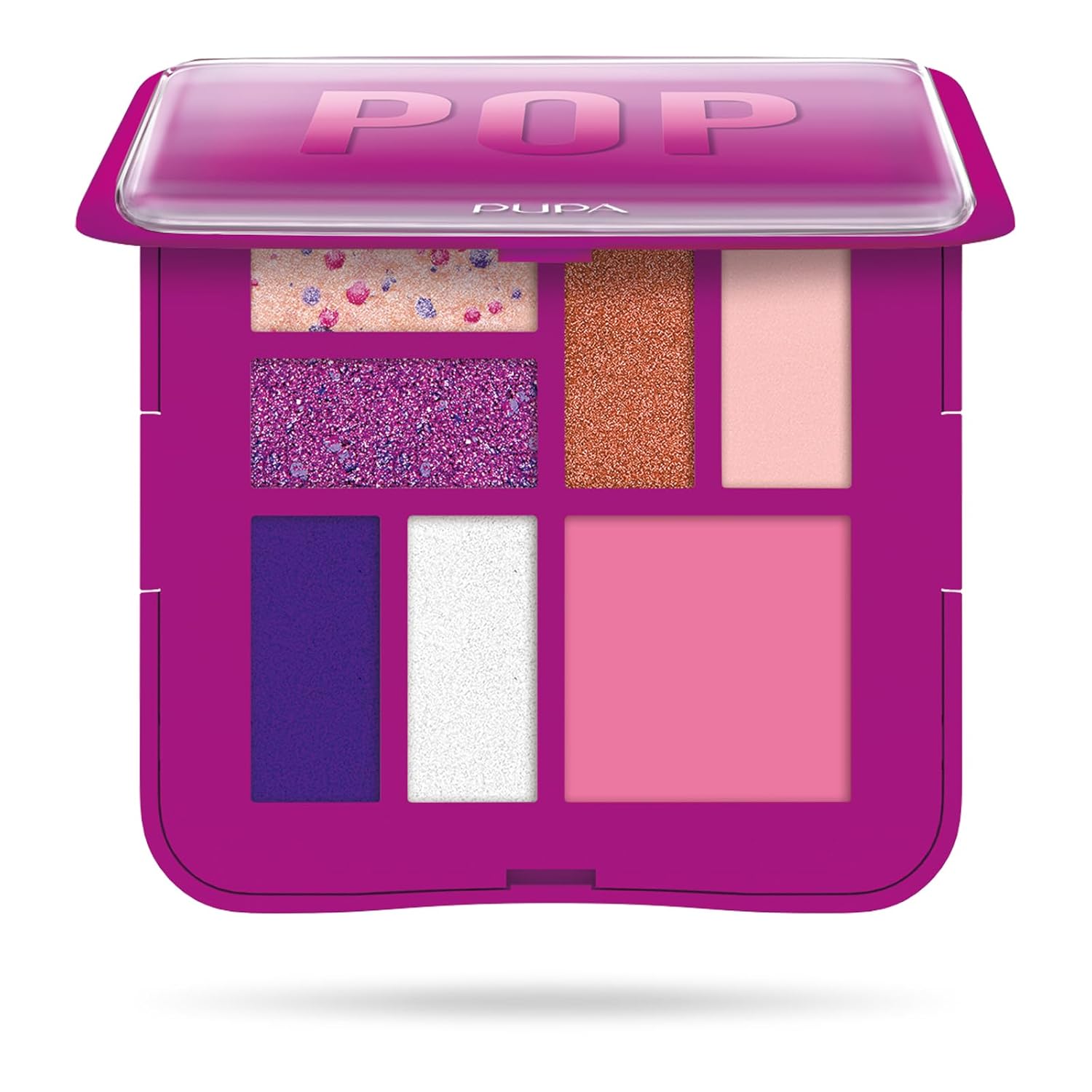 Pupa Milano Make-Up Palette S, 006 Fuchsia, 0.28 oz - 7 Pan Eyeshadow Palette and Blush Palette with Matte, Shimmer Finish - Blendable Velvety Texture - Compact Travel-Friendly - Talc-Free Eye Makeup