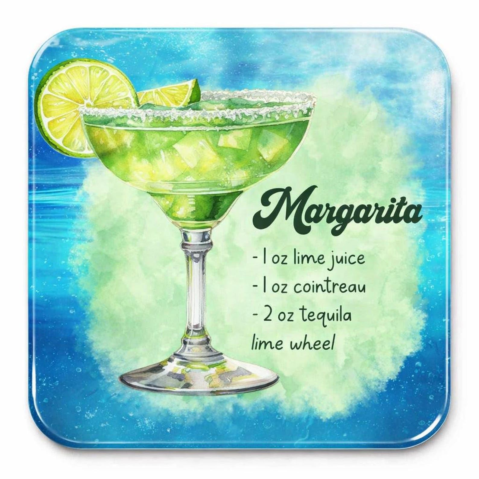 Half A Donkey Multicolor Margarita Recipe Coaster