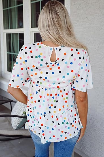 multi colored polka dot blouse
