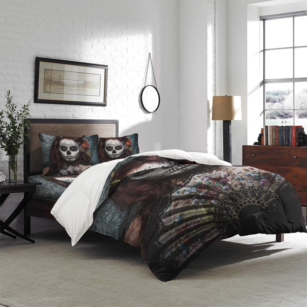 Bеѕt Dеаl Bedding 4 Piece Duvet Cover Set Silence Gloomy Mysterious Girl Ultra Soft Brushed Microfiber Modern Comforter Cover for All Seasons- King Size
