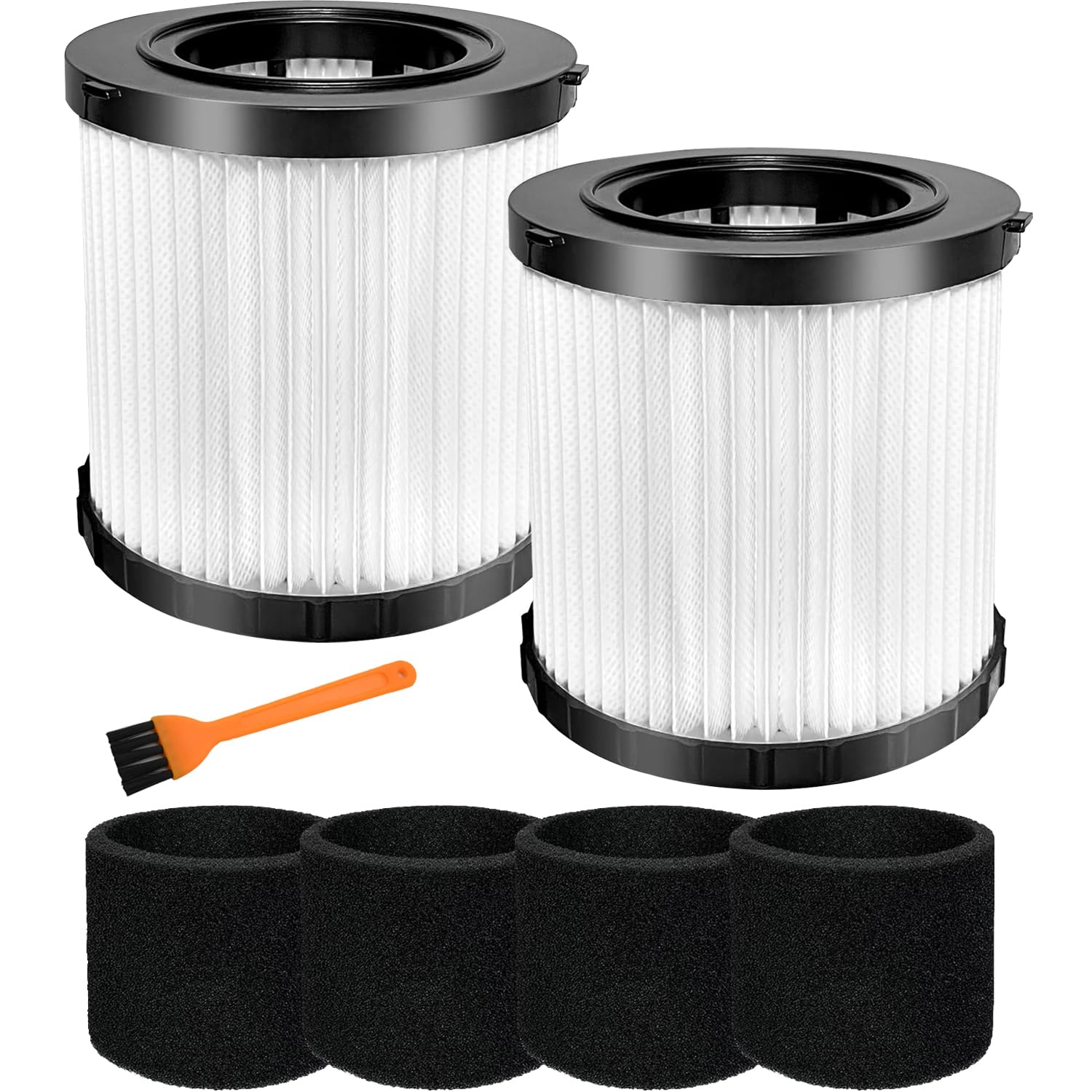 Upgraded DCV581H Vacuum Filters for Dewalt DCV580H DCV581H DCV5801H 20V Vacuum, Washable Reusable High Efficiency Replacement Filter 2 Pack with 4 Foam Sleeve Filters