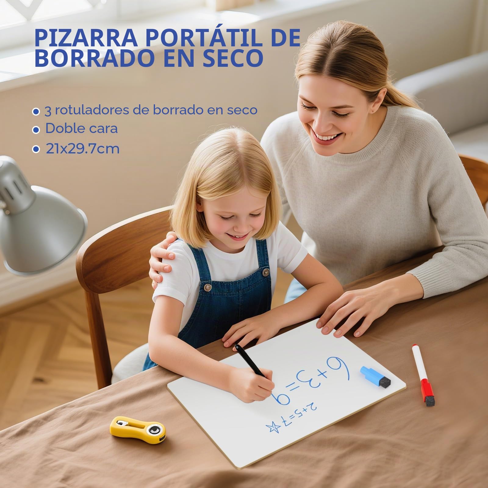 Nicpro A4 Pizarra Blanca, Pequeño Tablero Blanco 9 x 12 Pulgadas Tablero de Doble Cara con 3 Rotulador para alumno colegios, oficinas, Hogar