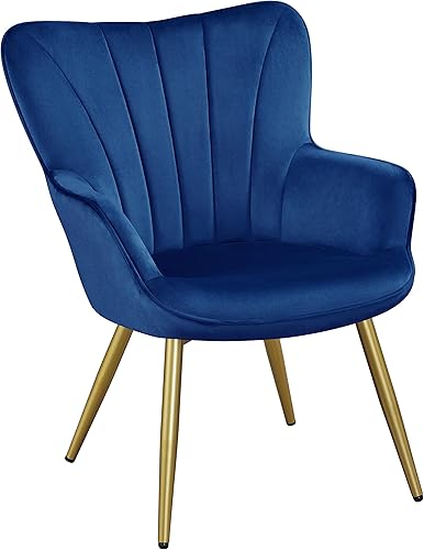 Miniatura 10 de Yaheetech Silla decorativa, sillón moderno y elegante, silla de tocador de tela de lino con patas de metal y respaldo alto para sala de estar,