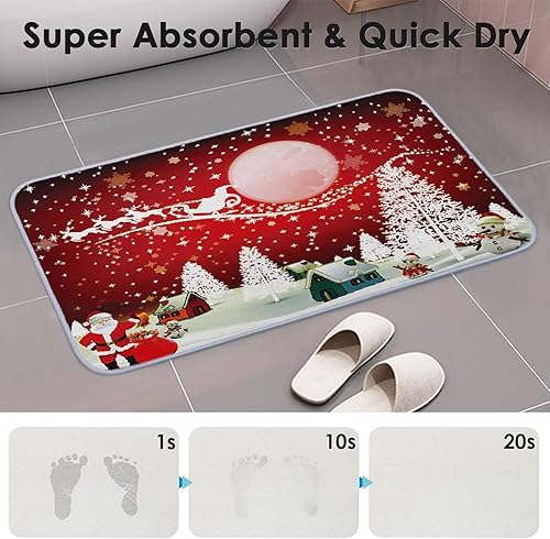 Miniatura 3 de Tapete de baño de cachemira de imitación de Navidad, 17 x 30 pulgadas, tapete de baño de luna de Papá Noel, tapete decorativo para el hogar, parte