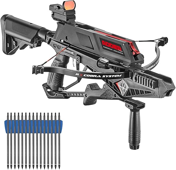 Repeating Adder Crossbow 130 lb Cross Bow with 5 Shot auto-loading Magazine Includes 15 Carbon Arrows Bolts. Urban Preppers, Bushcraft, Home Defense, Target Shooters, Small Game Bow Hunting